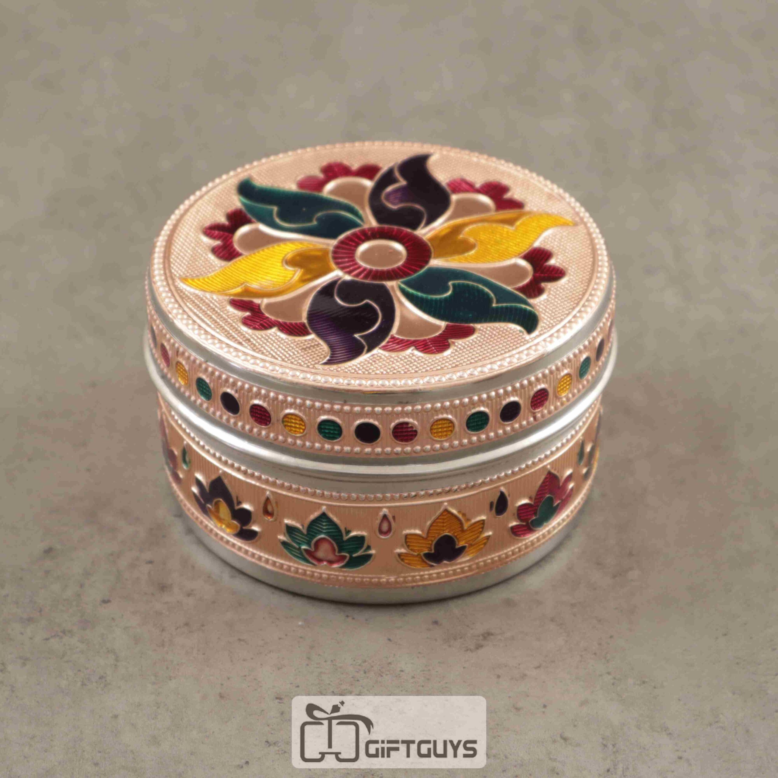 Meenakari Floral Design Steel Box – 4 Inch Decorative Gift & Storage Container - Image 2