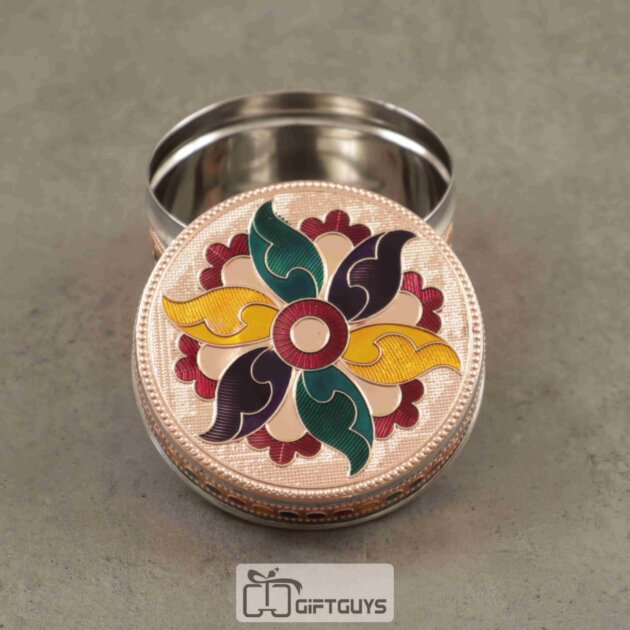 Meenakari Floral Design Steel Box – 4 Inch Decorative Gift & Storage Container