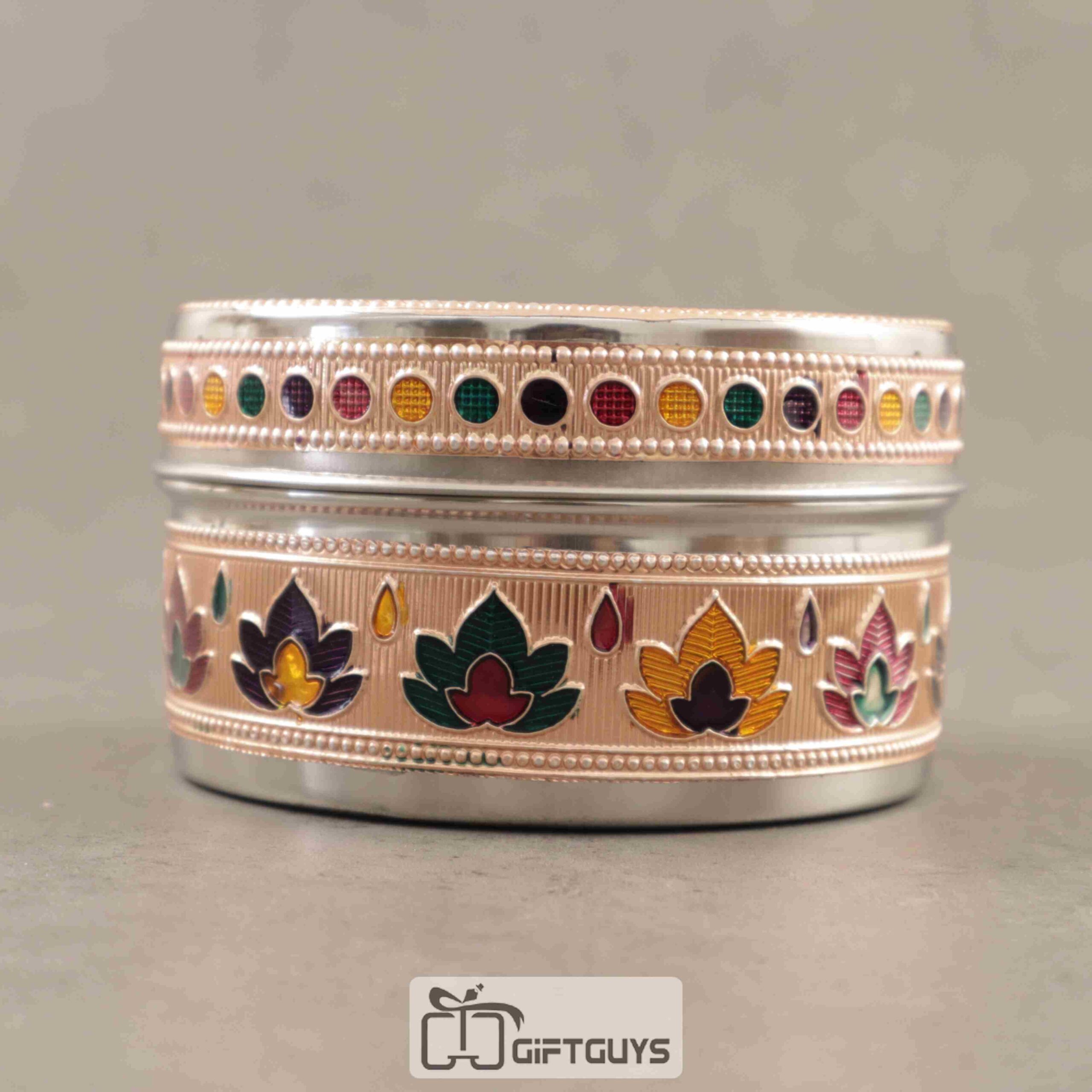 Meenakari Floral Design Steel Box – 4 Inch Decorative Gift & Storage Container - Image 3