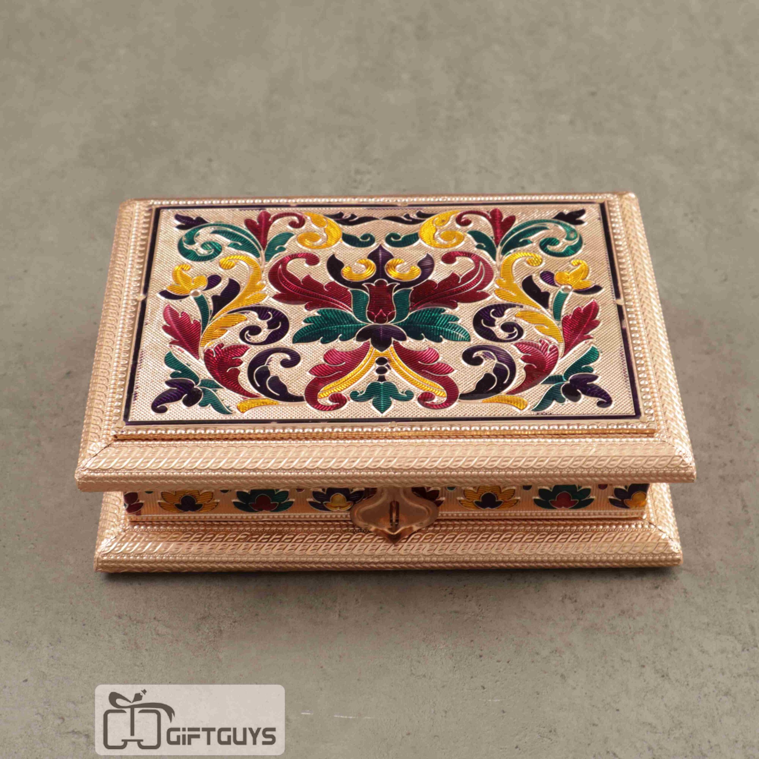 8x6 Meenakari Wooden Dry Fruit Gift Box | Handmade Decorative Storage Box