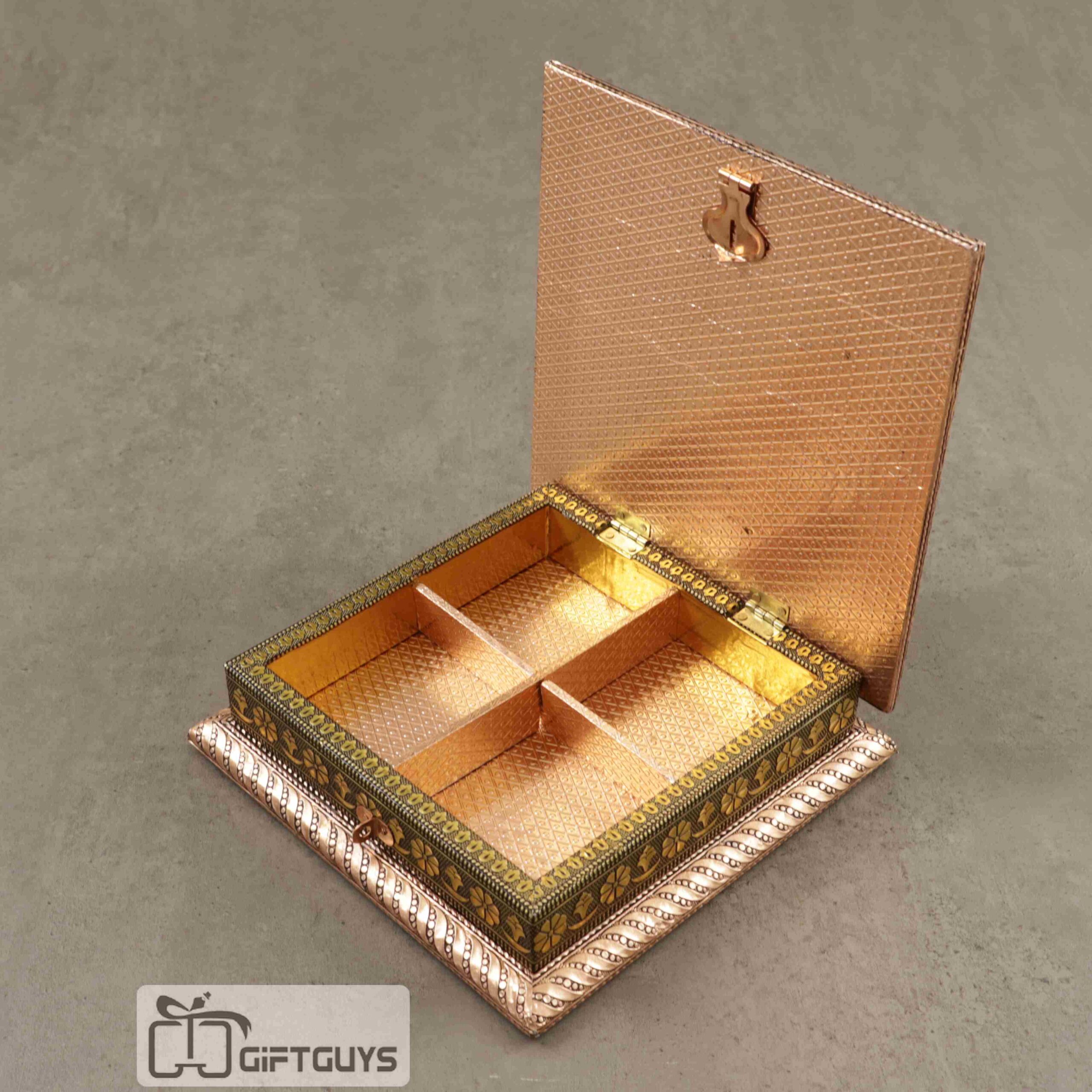 Premium Wooden Oxidised Mandala Designed Dry Fruit Box – Gift Hamper | 10 X 10 Inch - Image 3