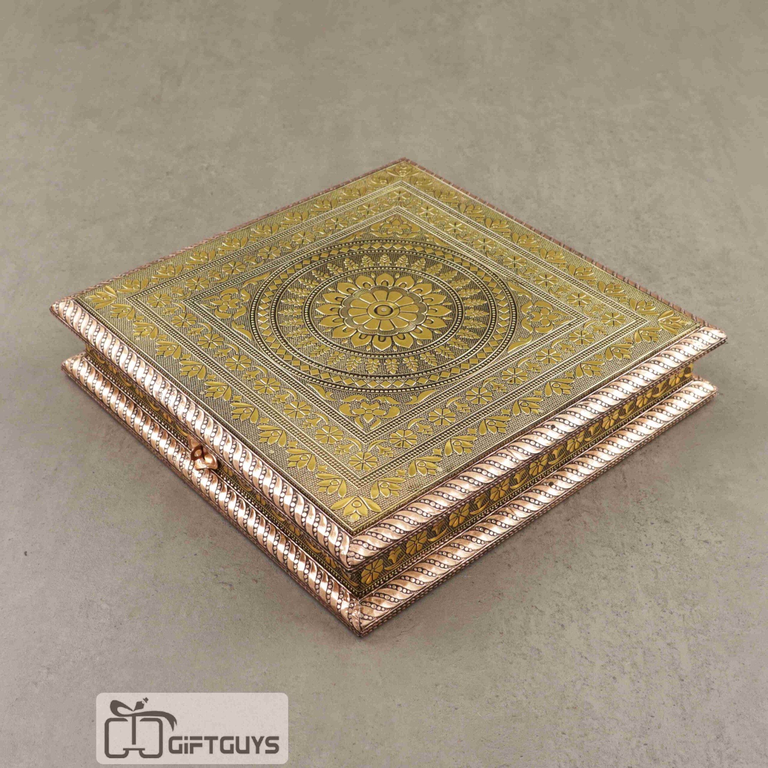 Premium Wooden Oxidised Mandala Designed Dry Fruit Box – Gift Hamper | 10 X 10 Inch