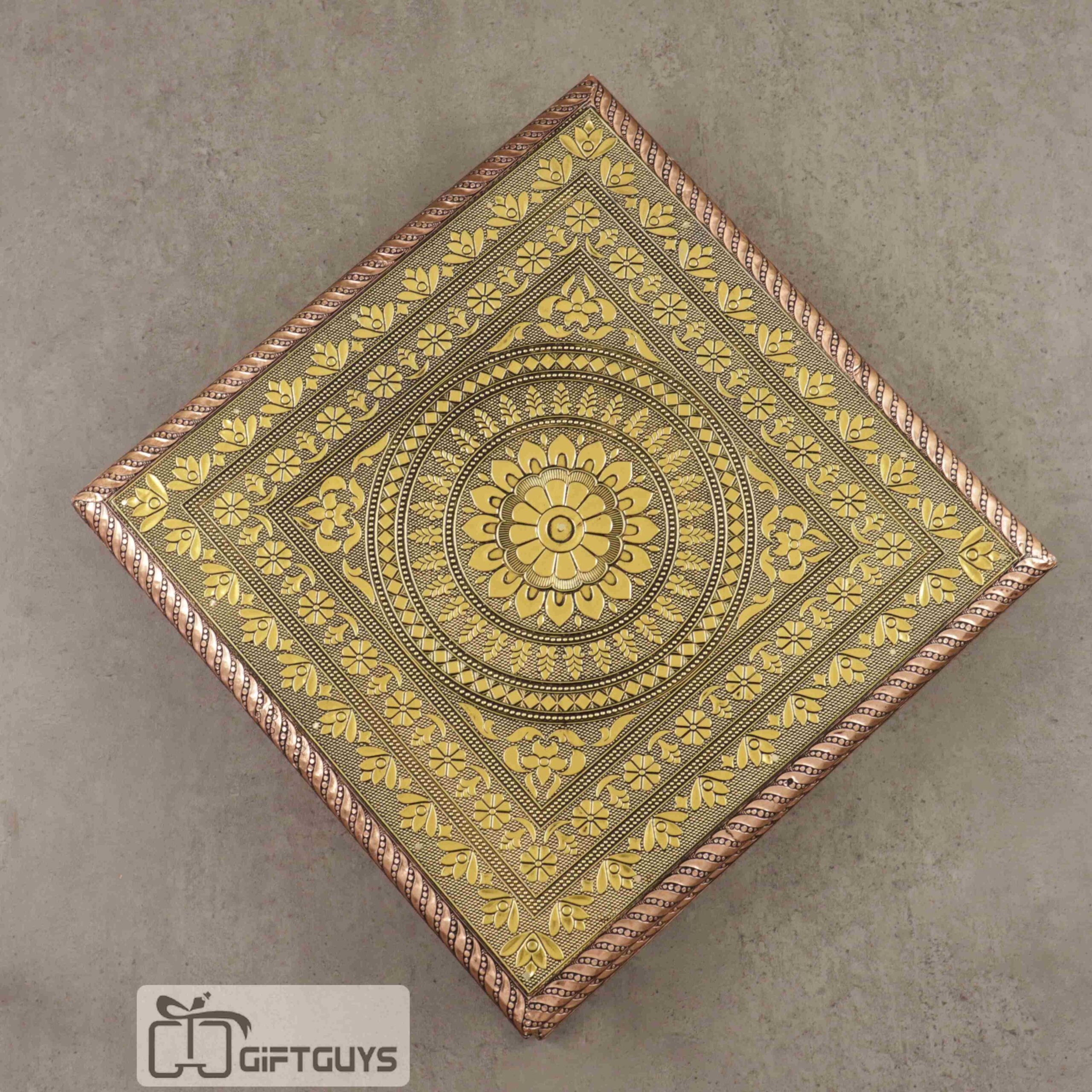 Premium Wooden Oxidised Mandala Designed Dry Fruit Box – Gift Hamper | 12 X 12 Inch