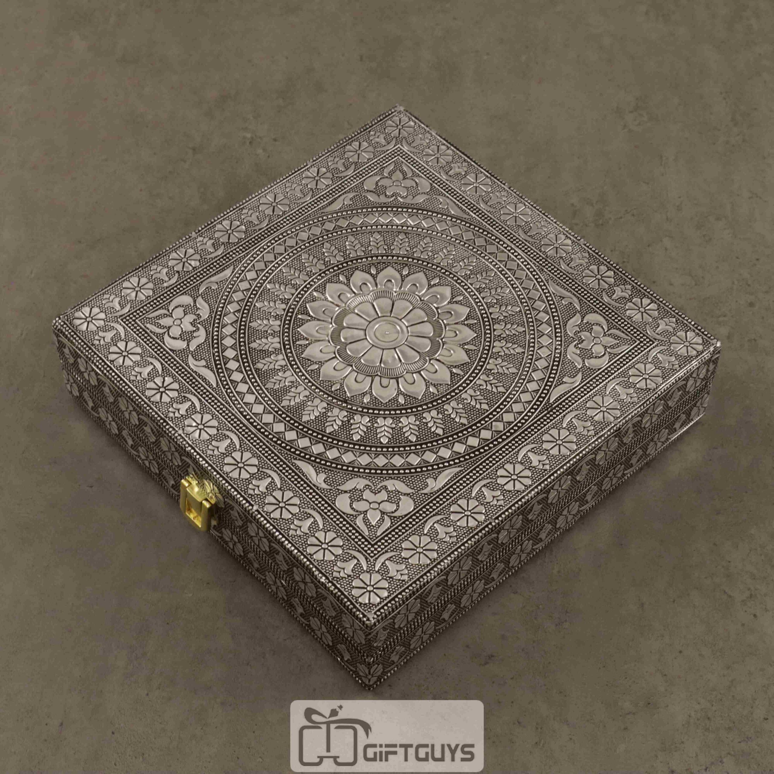 Royal Square Jewelry Box – Oxidised Embossed Design