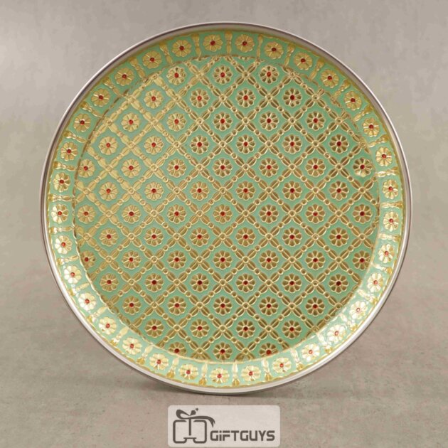 Meenakari Plate Light Green Colour 11 inch