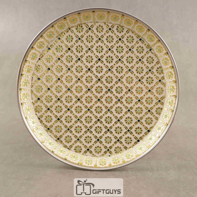 Meenakari Plate White Colour 11 inch