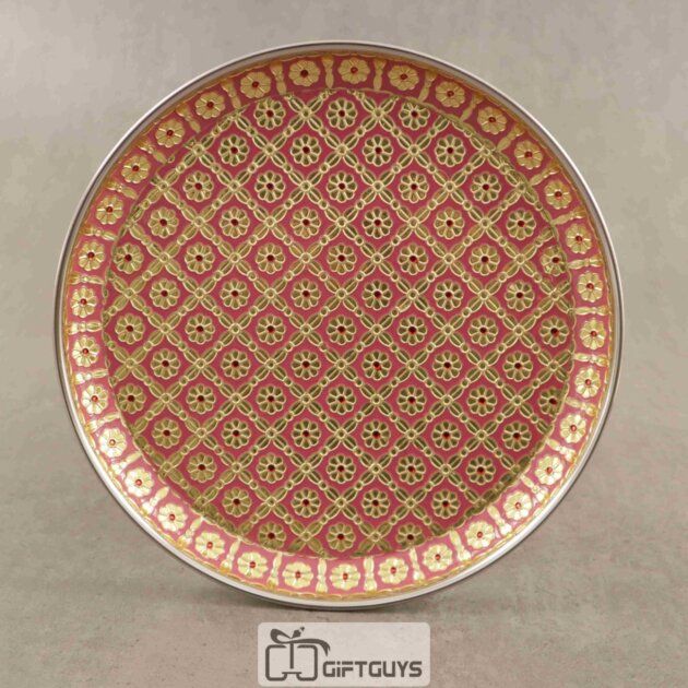 Meenakari Plate Light Pink Colour 11 inch