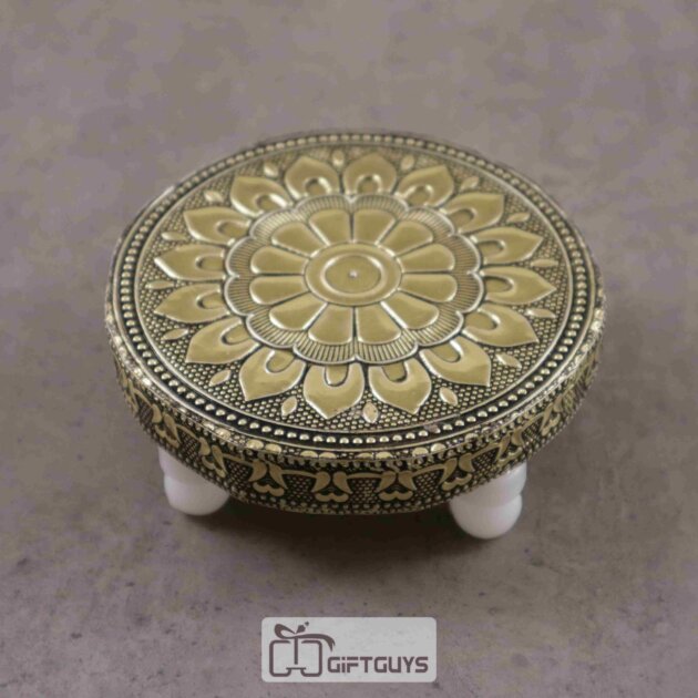 Golden Oxidised Round Pooja Bajoth 4 inch