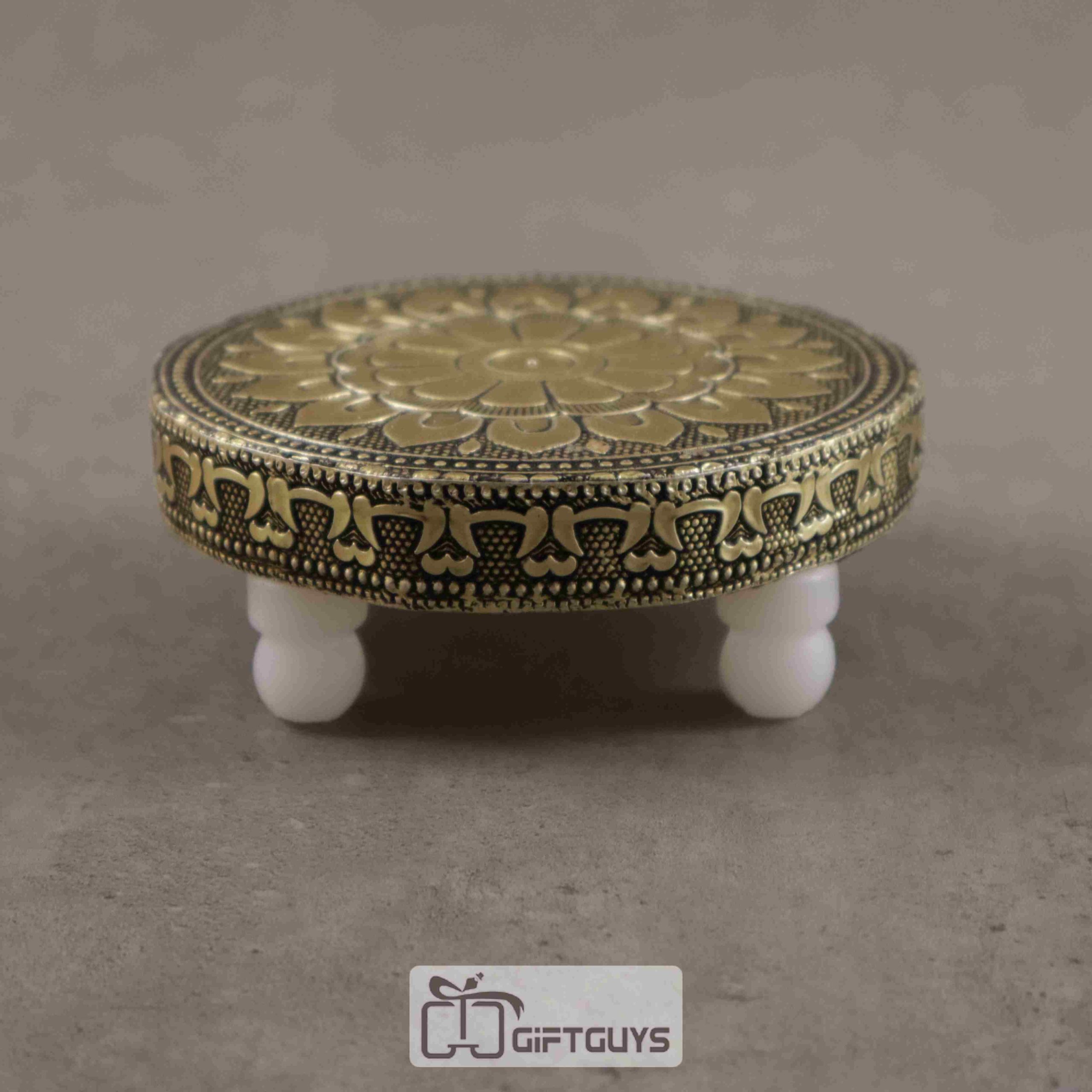 Golden Oxidised Round Pooja Bajoth 4 inch - Image 3