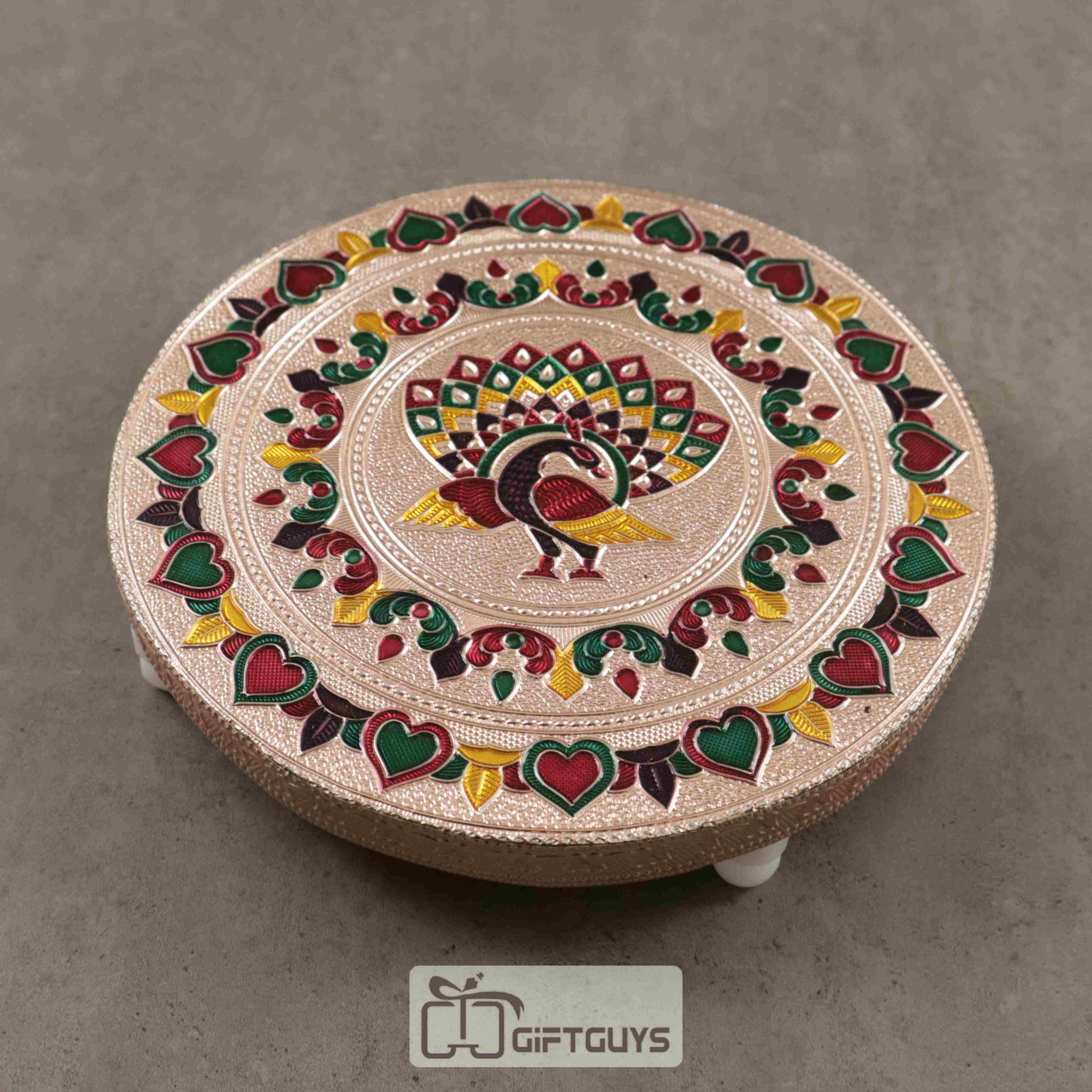 Wooden Meenakari Small Size Pooja Platform