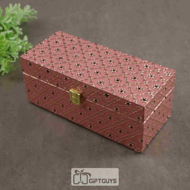 Decorative White Meenakari 3 Jar Dryfruit Box