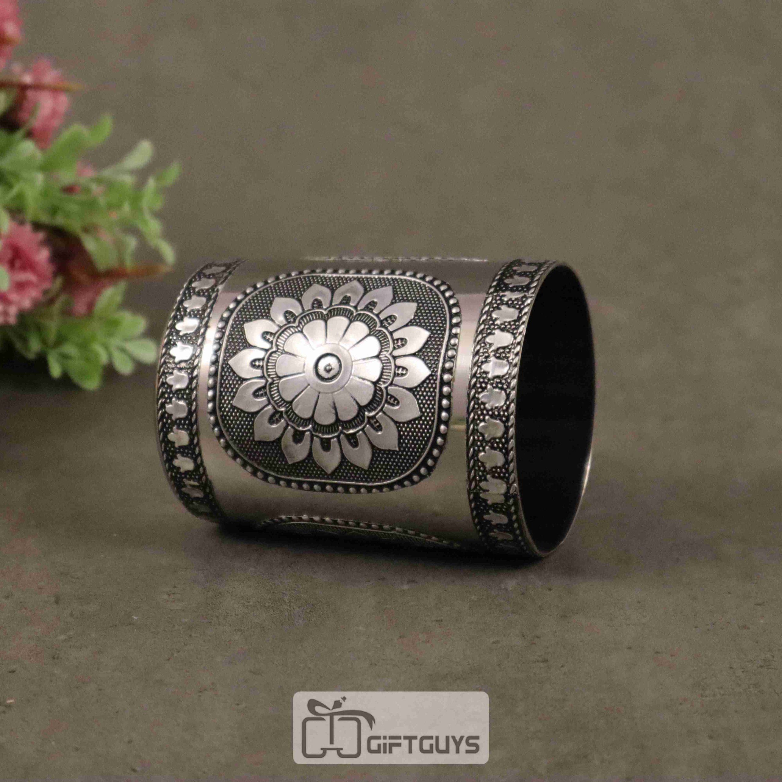 Mandala Design Stainless Steel Glass – 250 ml Floral Engraved Tumbler for Kitchen & Gifting - Image 2