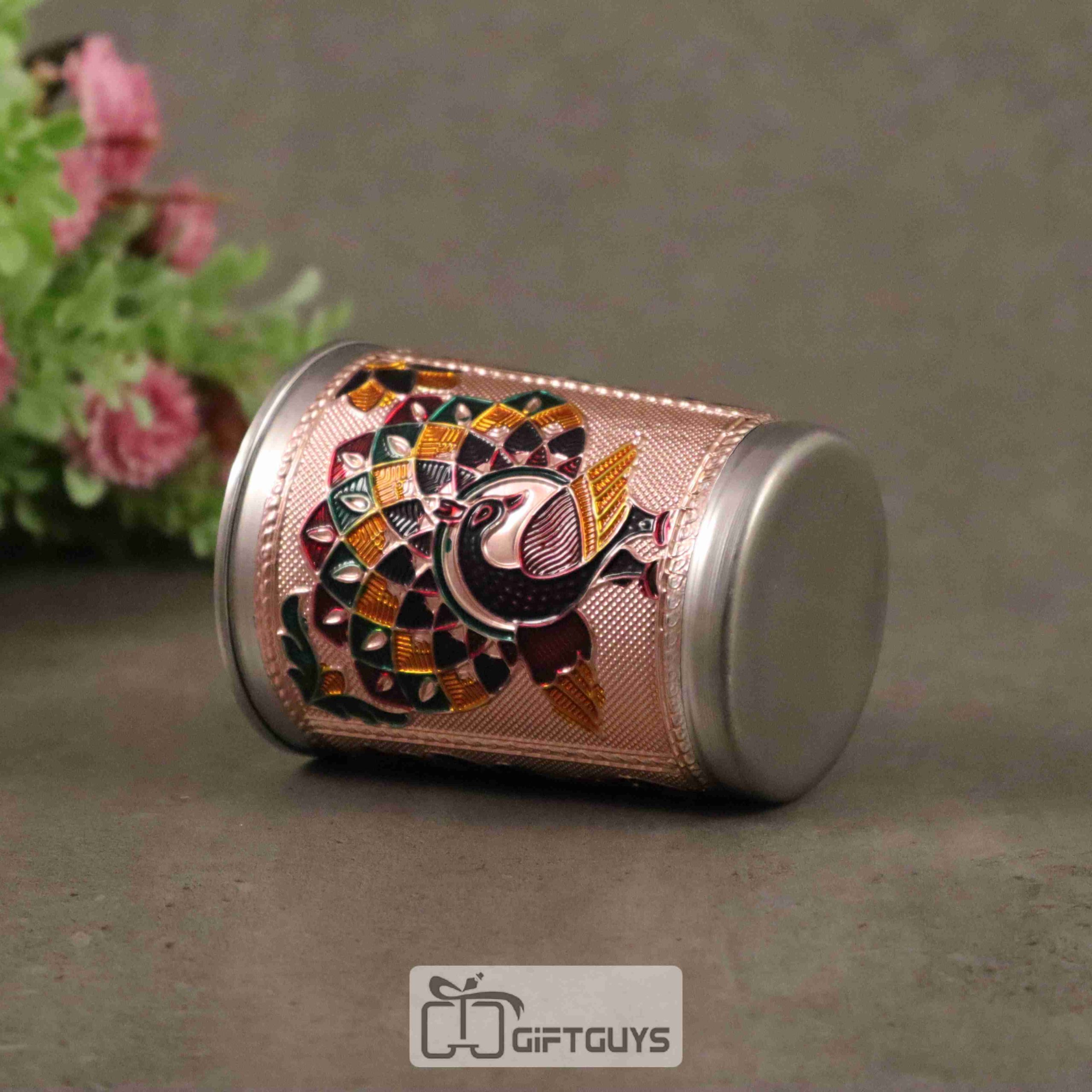 Traditional Meenakari Steel Glass – 250ml | Ethnic Kitchen Drinkware - Image 2