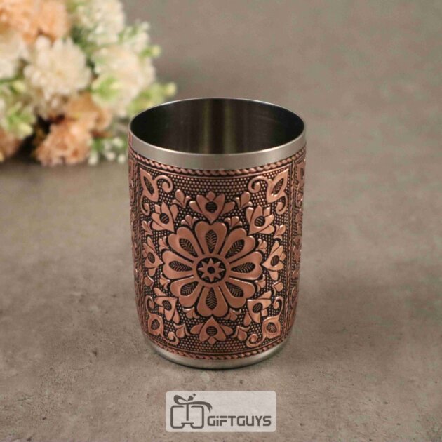 Copper Oxidised Floral Designed Glass