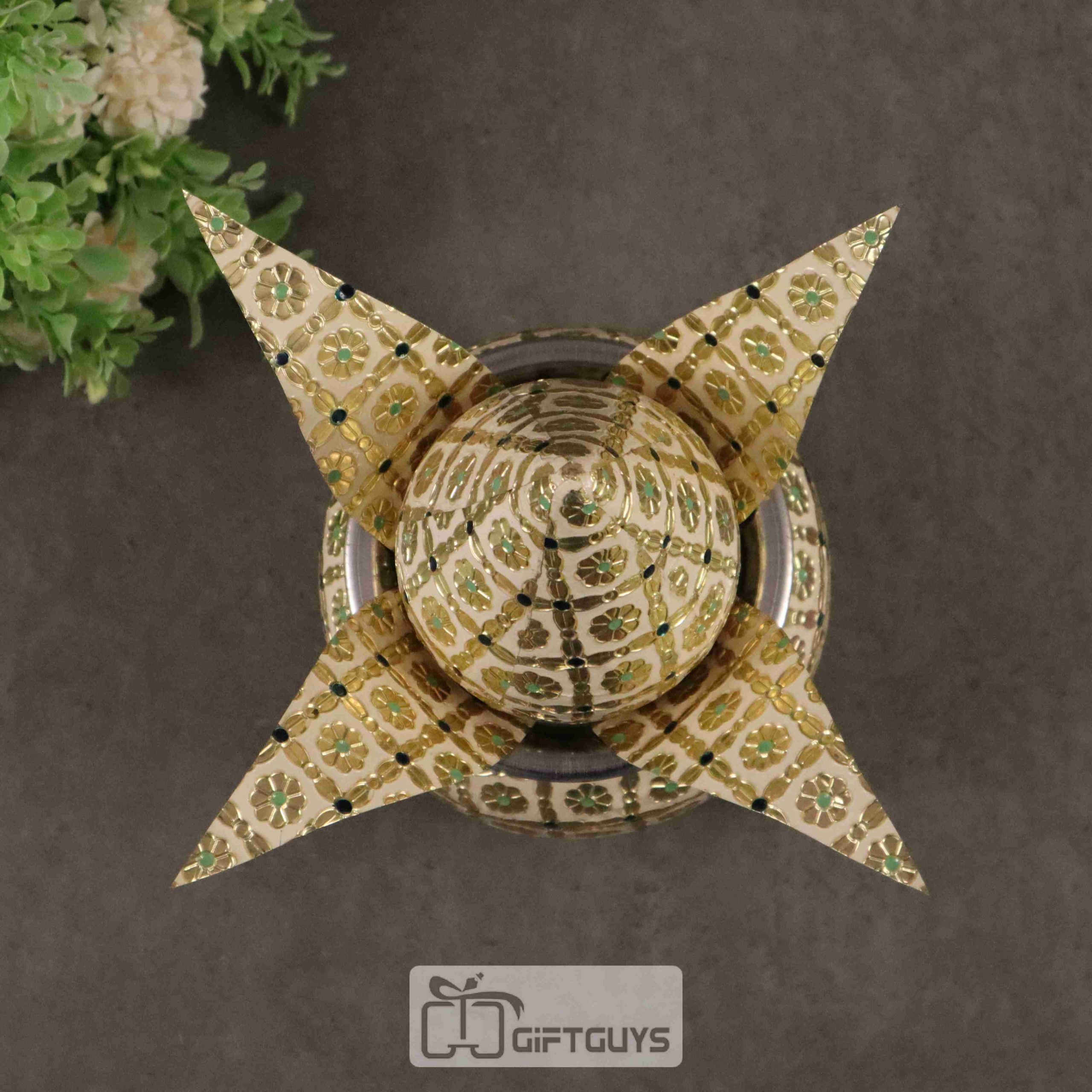 Meenakari Steel Kalash Decorative Pooja Showpiece – White Gold Finish - Image 2