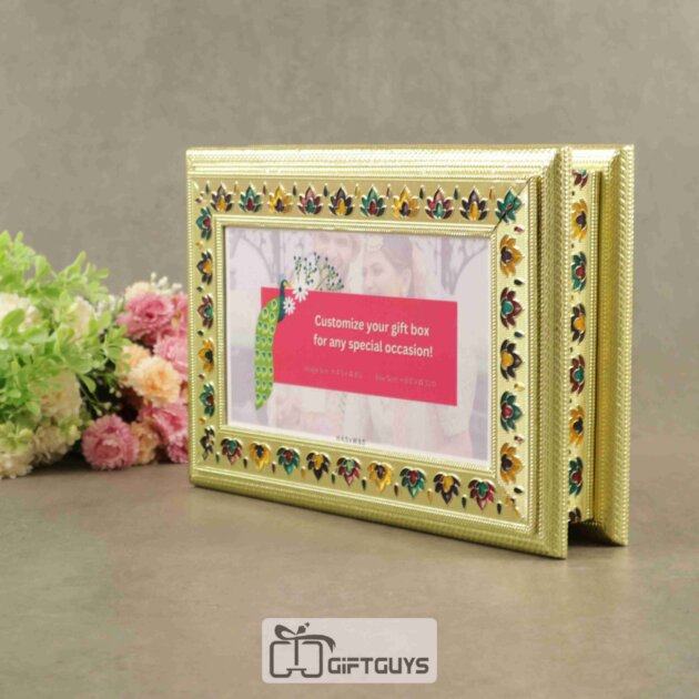 Meenakari Personalized Wooden Dry Fruit Box – 12×8 Inch | Custom Photo Gift Box