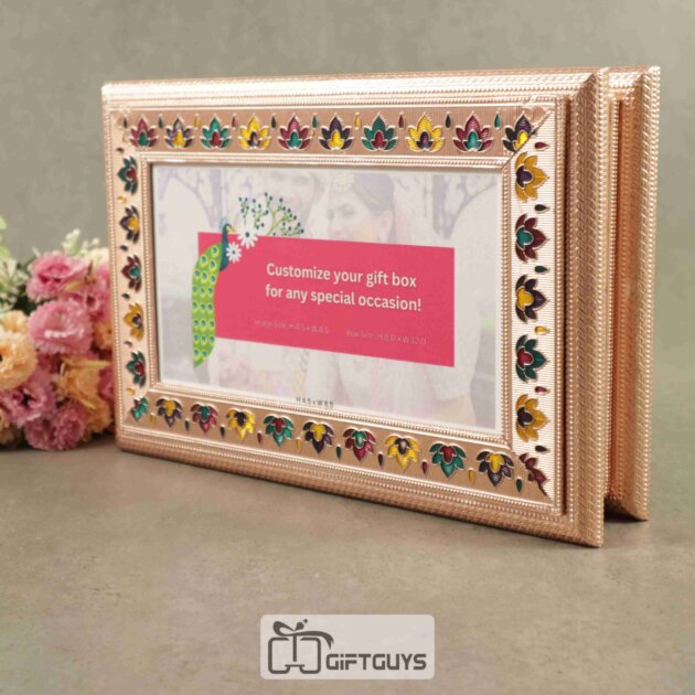 Meenakari Personalized Wooden Dry Fruit Box – 12x8 Inch | Custom Photo Gift Box