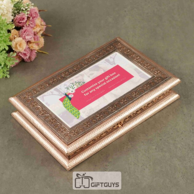 Luxury Oxidised Dry Fruit Box with Custom Image – 12 X 8 inch