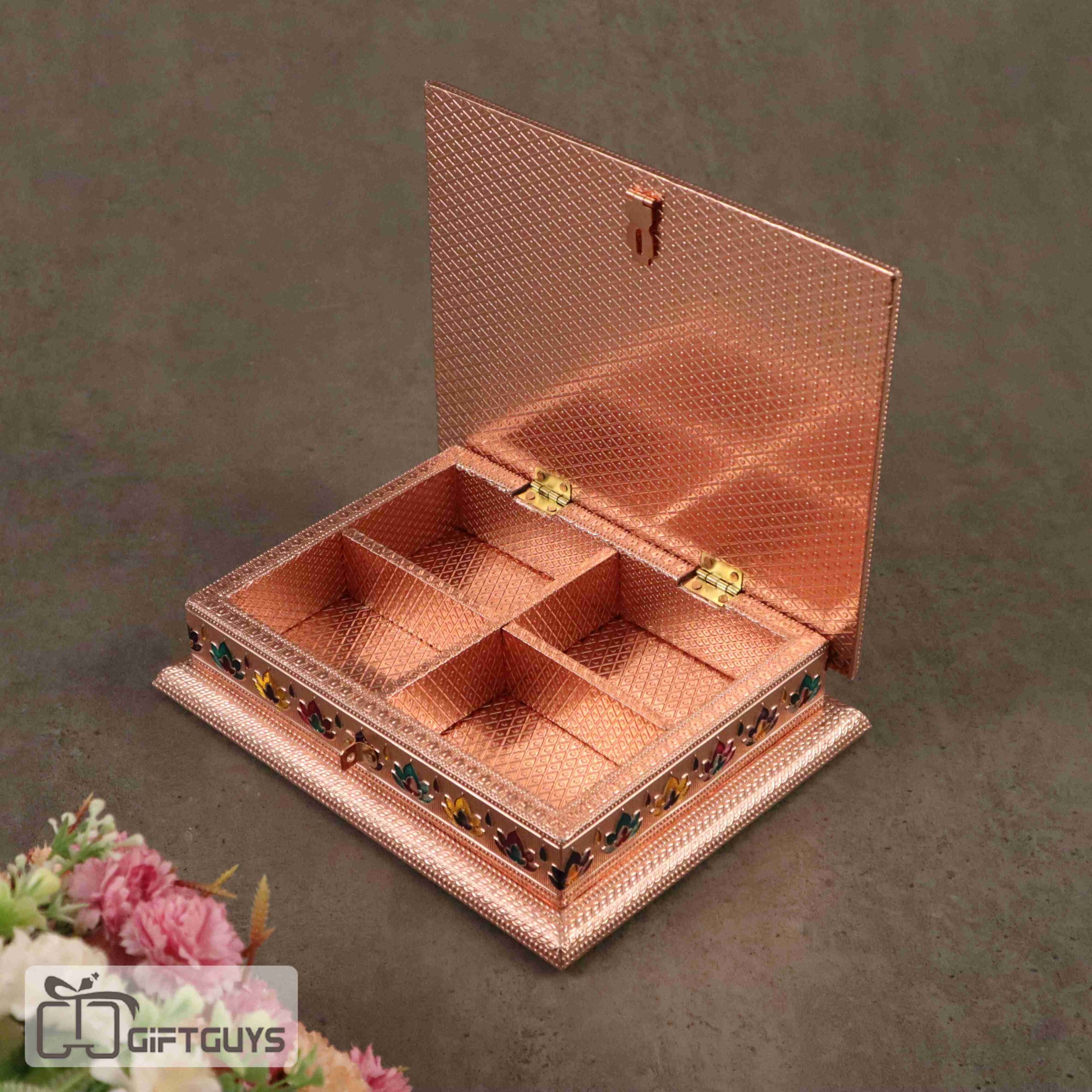 Meenakari Personalized Wooden Dry Fruit Box – 9×7 Inch | Custom Photo Gift Box - Image 2