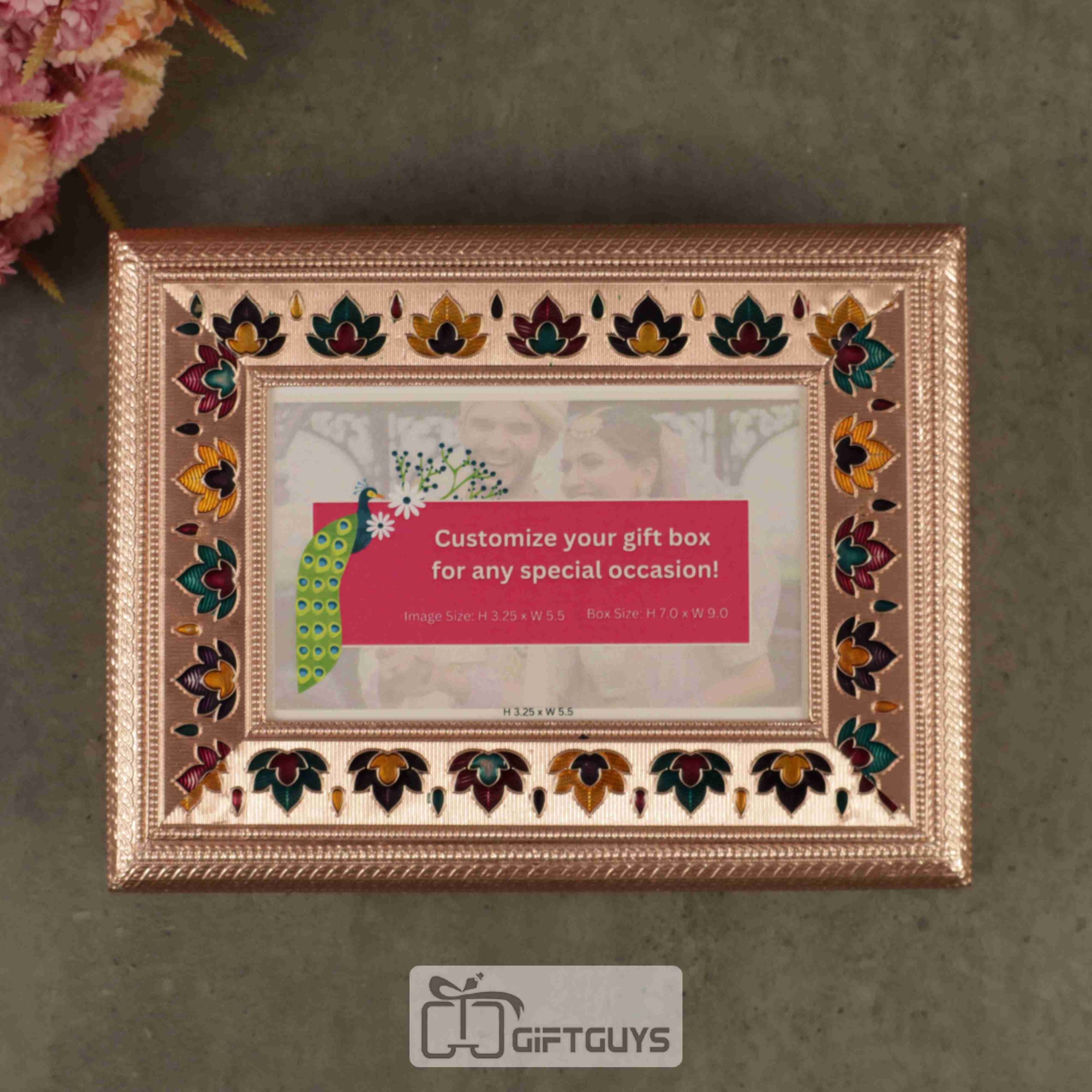 Meenakari Personalized Wooden Dry Fruit Box – 9×7 Inch | Custom Photo Gift Box - Image 3