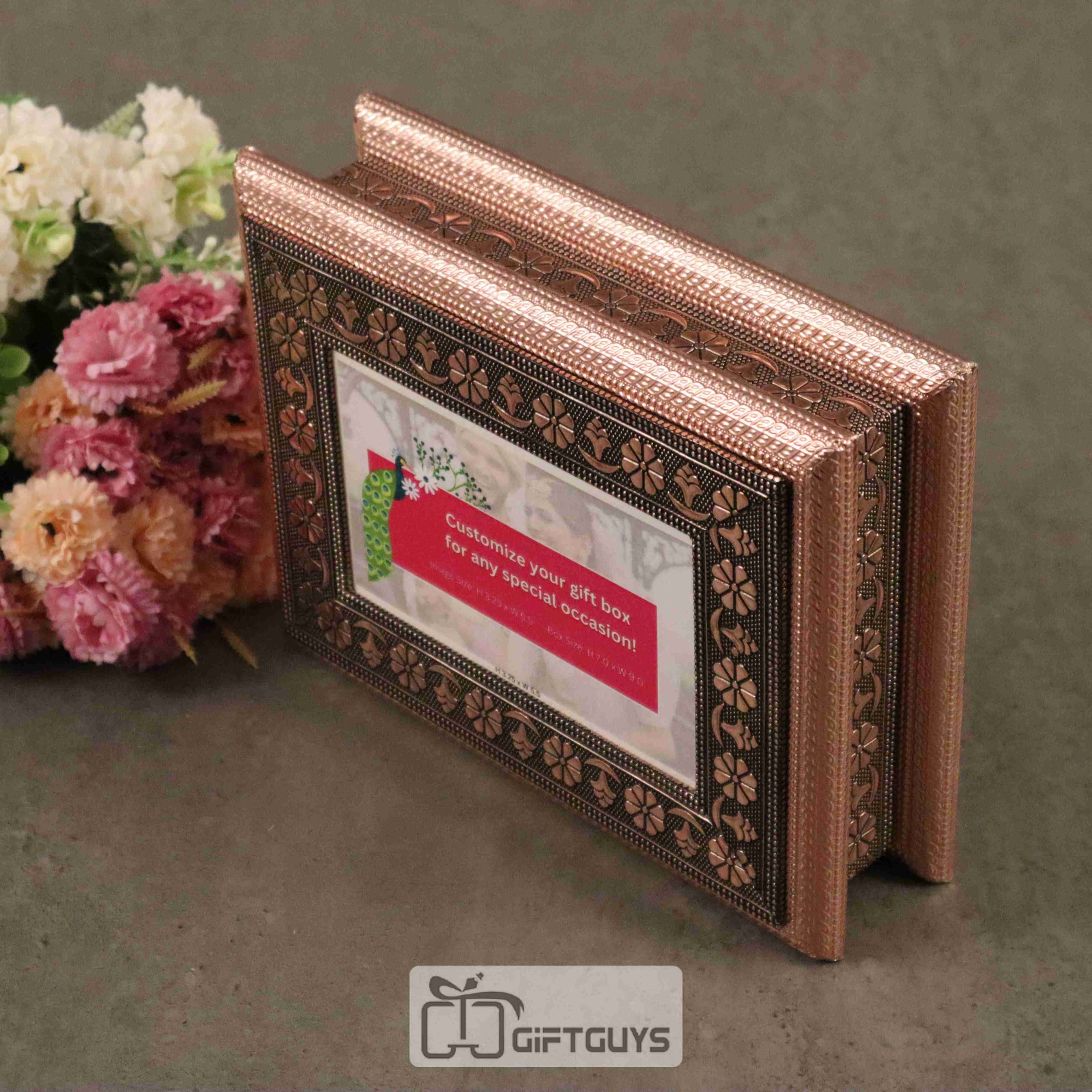 Personalized Oxidised Wooden Dry Fruit Box – 9 x 7 inch with Custom Photo Frame - Image 3