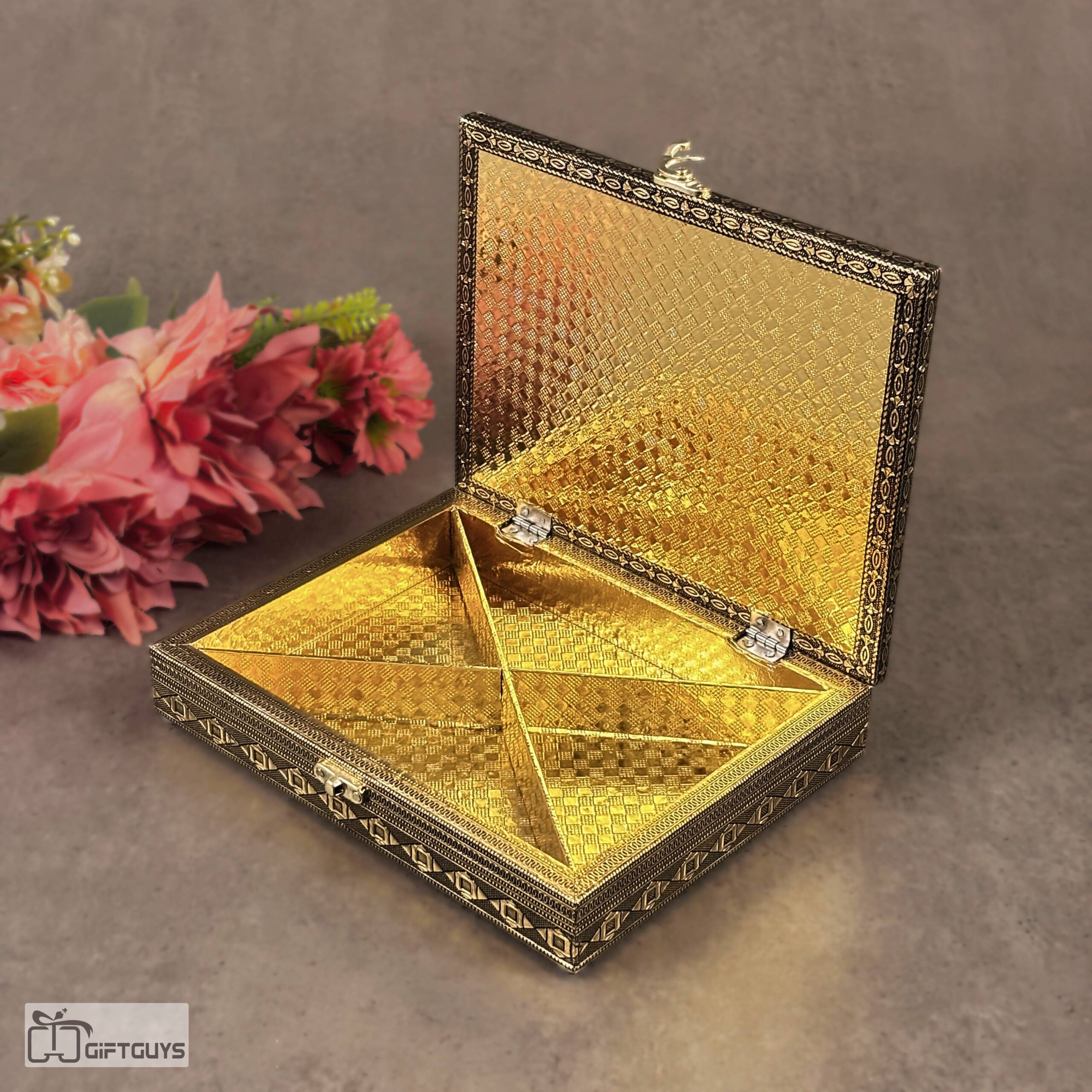 Shree Ram Mandir Dry Fruit Box – Engraved Decorative Wooden Gift Box - Image 4
