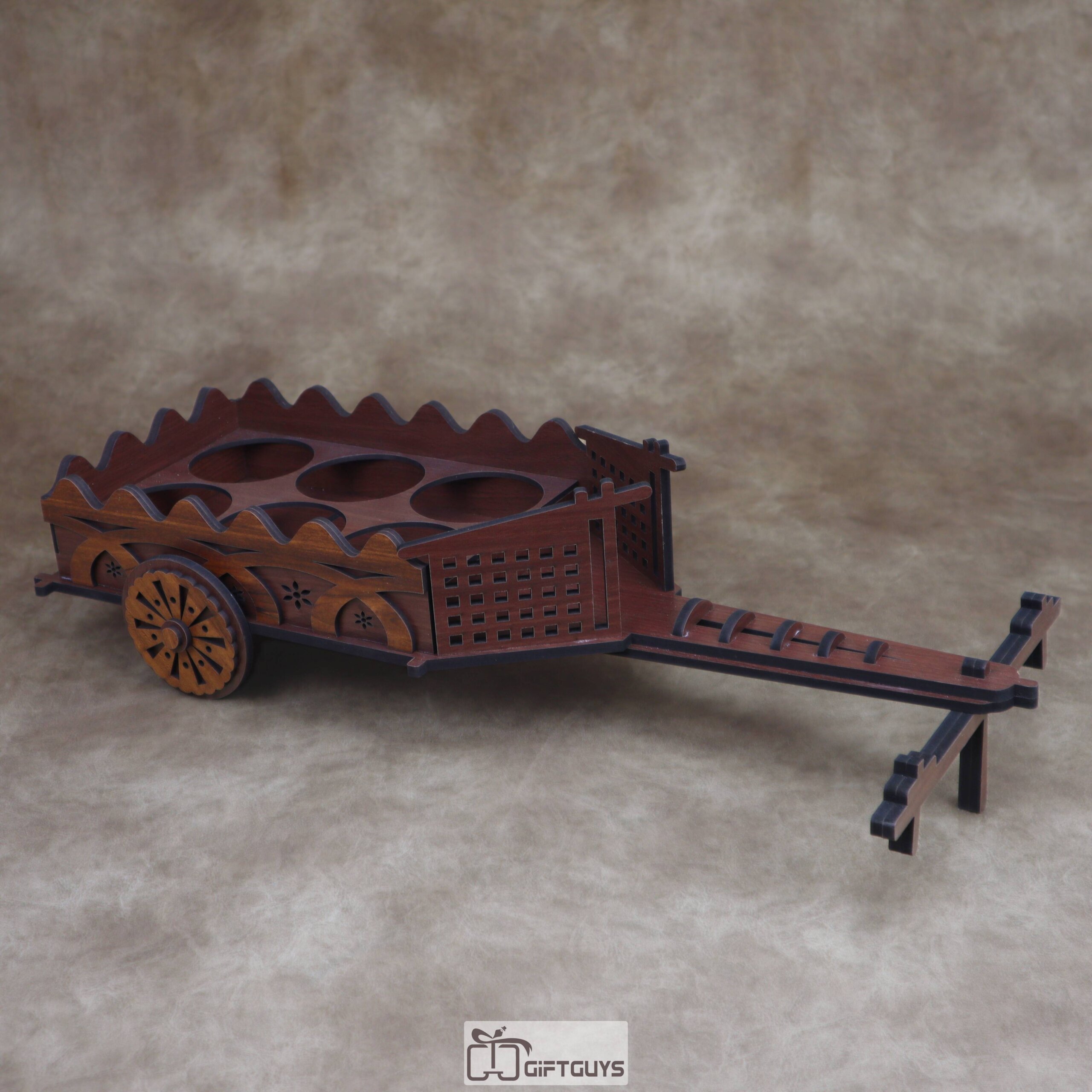 Traditional Wooden Cart Dry Fruit/Spice Serving Set with 6 Designer Glass Jars | Decorative Table Showpiece Gift - Image 6