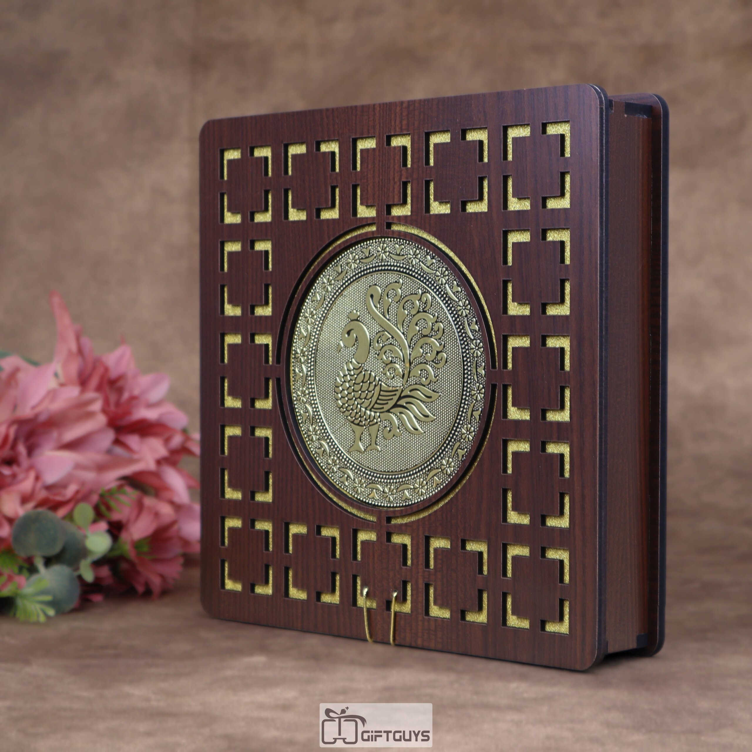 Wooden Peacock Dry Fruit Box – 10X10 inch | 4 Compartments Decorative Gift Box - Image 8