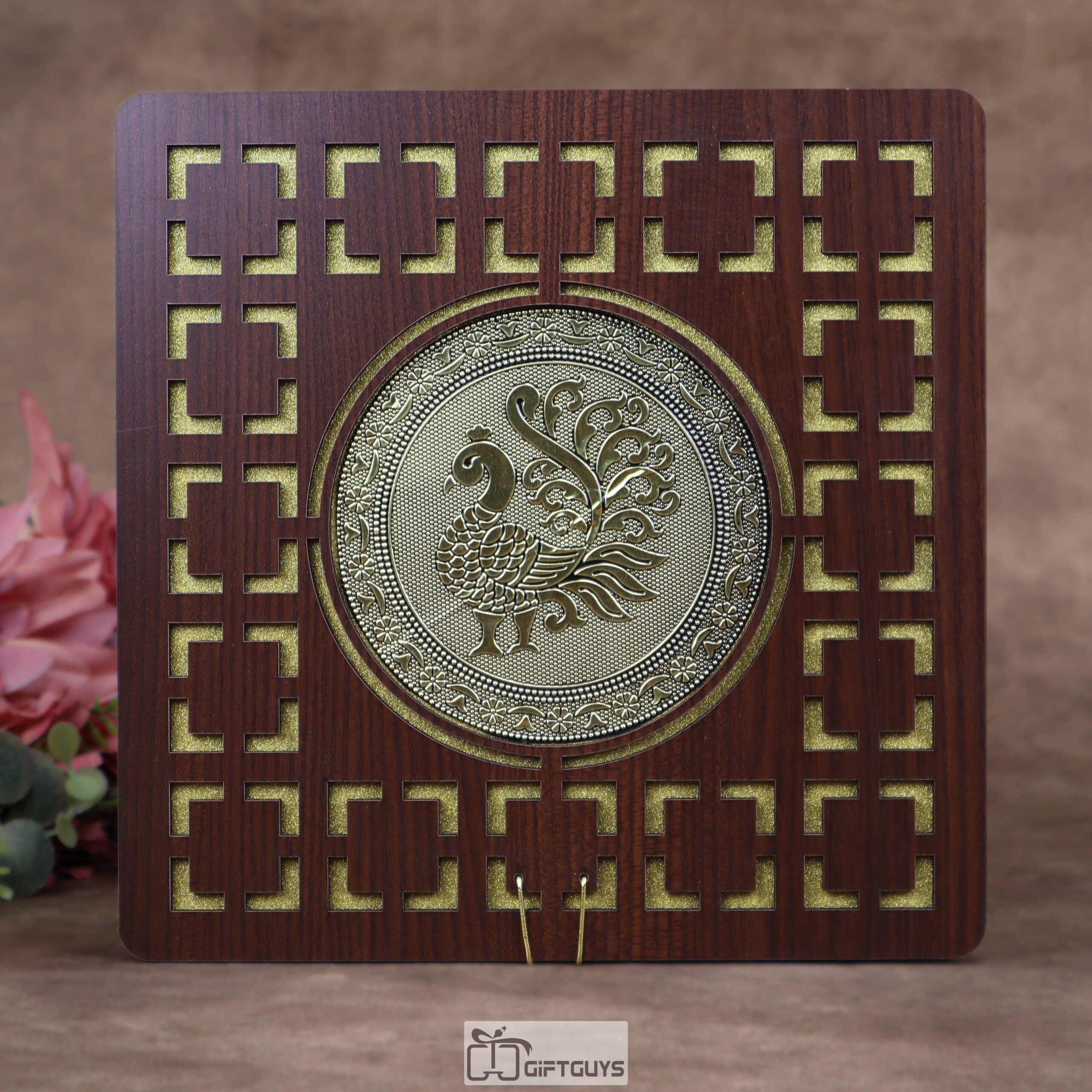 Wooden Peacock Dry Fruit Box – 10X10 inch | 4 Compartments Decorative Gift Box - Image 6