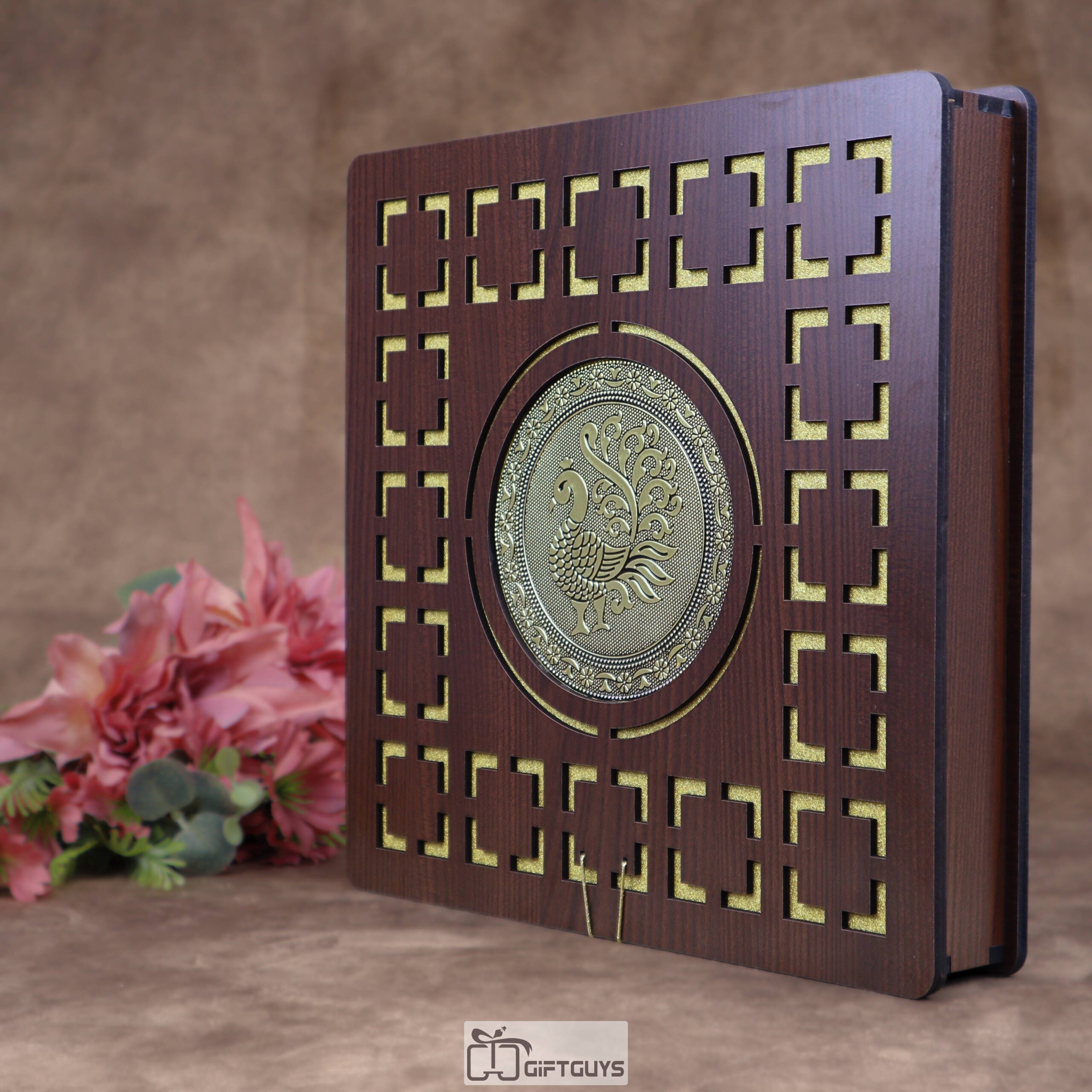 Wooden Peacock Dry Fruit Box – 12X12 inch | 4 Compartments Decorative Gift Box - Image 4