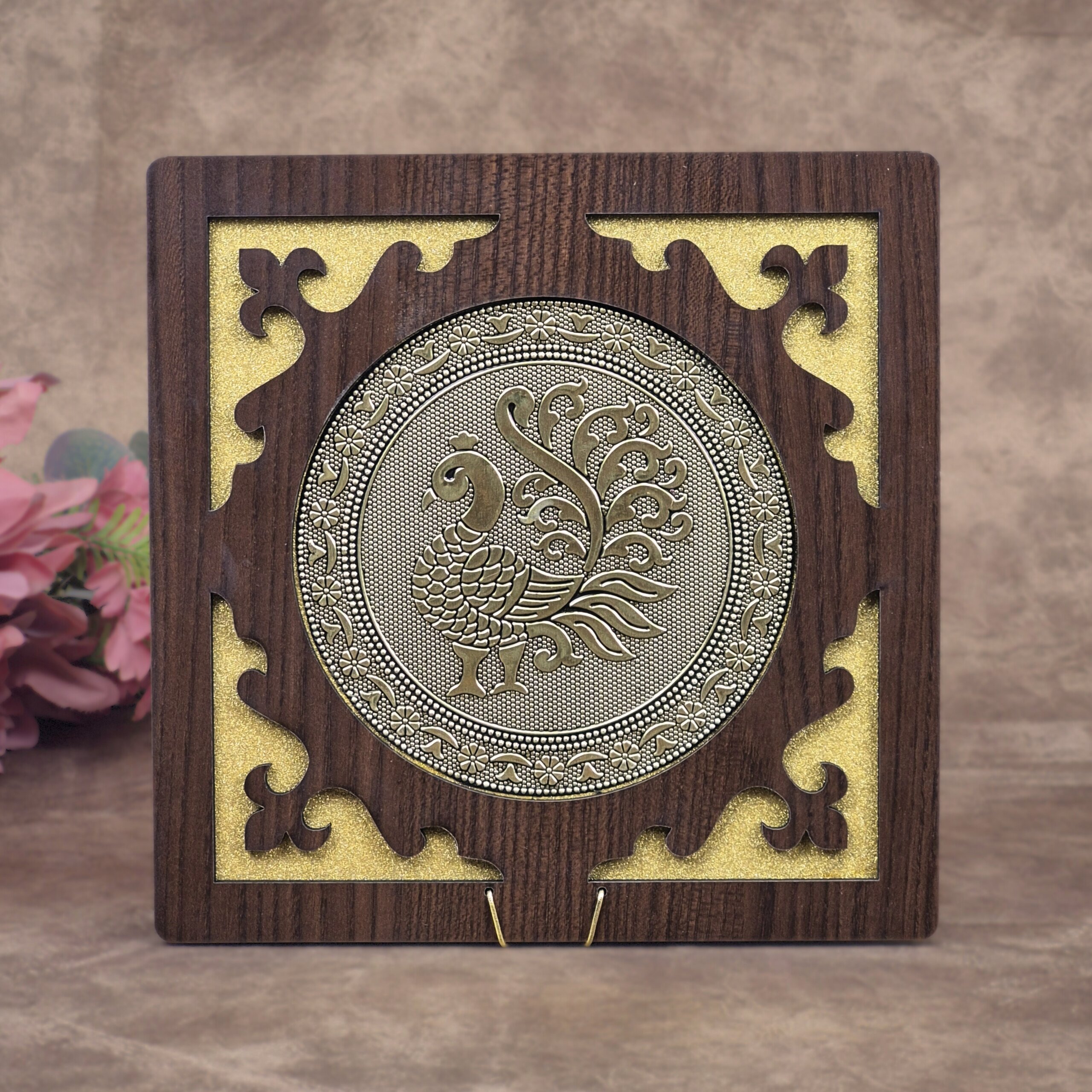 Wooden Peacock Dry Fruit Box – 8×8 inch | 4 Compartments Decorative Gift Box - Image 6