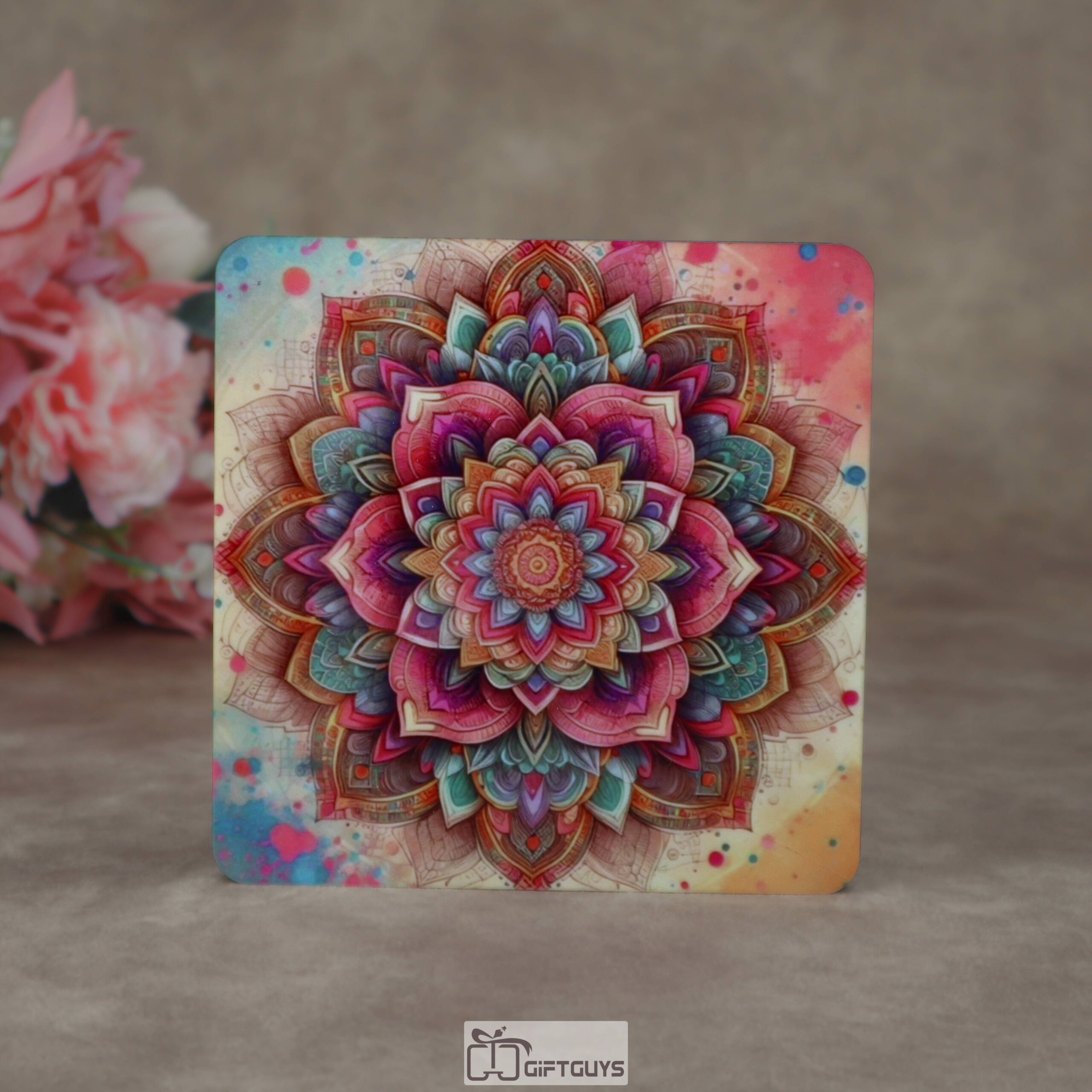 Wooden Printed Puja Chowki | Vibrant Floral Mandala Design Display Pedestal - Image 6