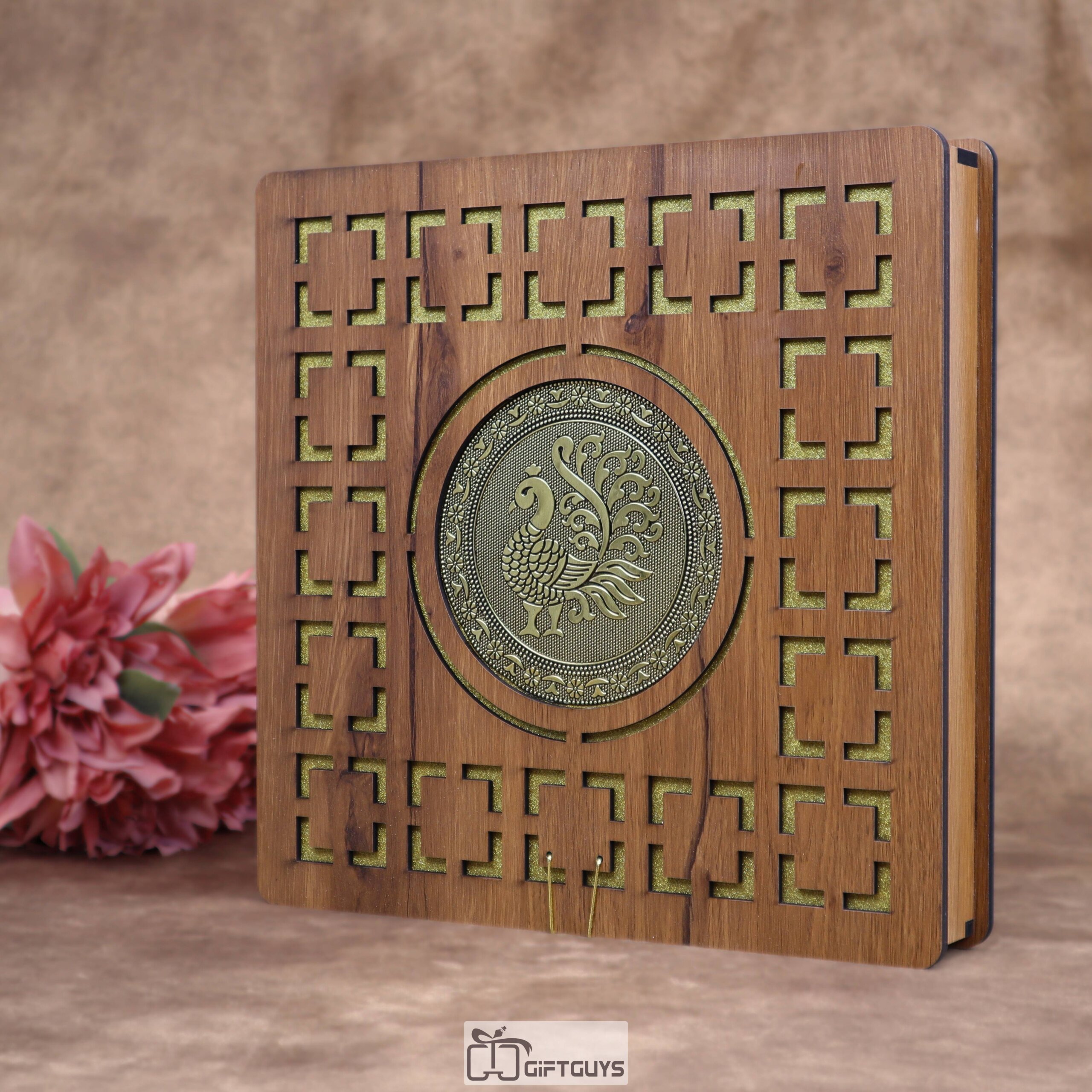 Wooden Peacock Dry Fruit Box – 12X12 inch | 4 Compartments Decorative Gift Box - Image 8