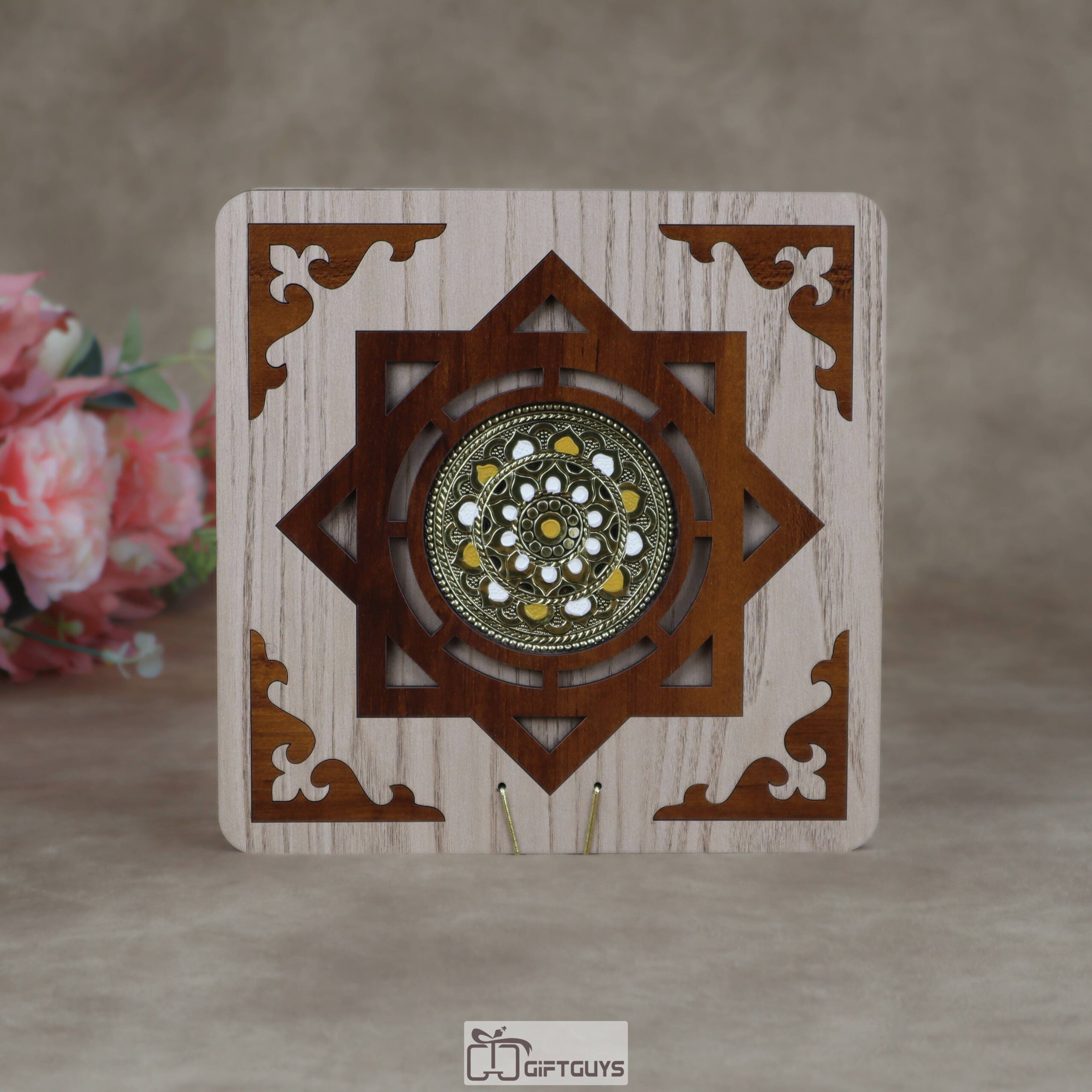 Traditional Wooden Dry Fruit Box with 4 Compartments | Laser-Cut Designer Masala Box & Mukhwas Organizer | Decorative Festive Gifting Box - Image 2