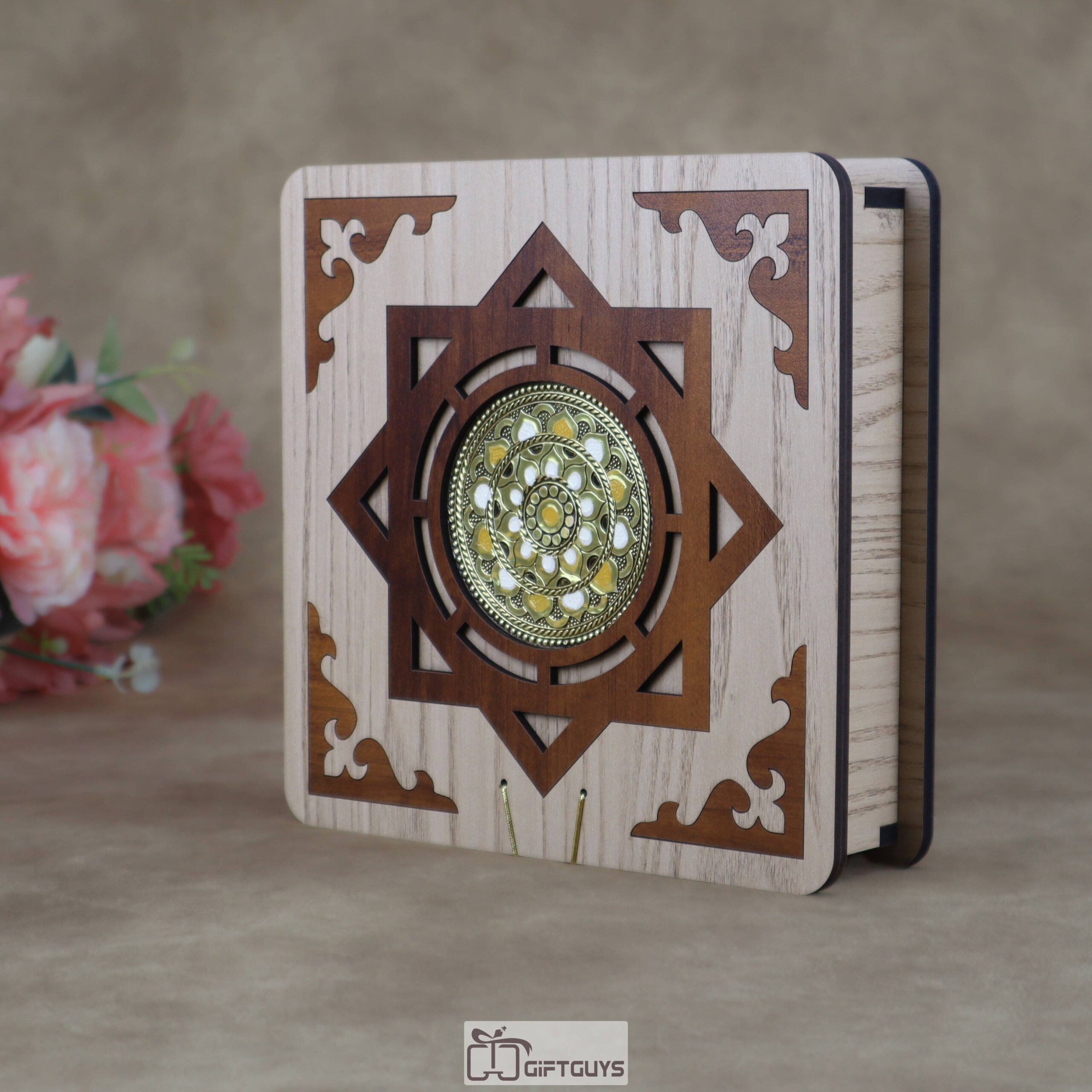 Traditional Wooden Dry Fruit Box with 4 Compartments | Laser-Cut Designer Masala Box & Mukhwas Organizer | Decorative Festive Gifting Box - Image 4