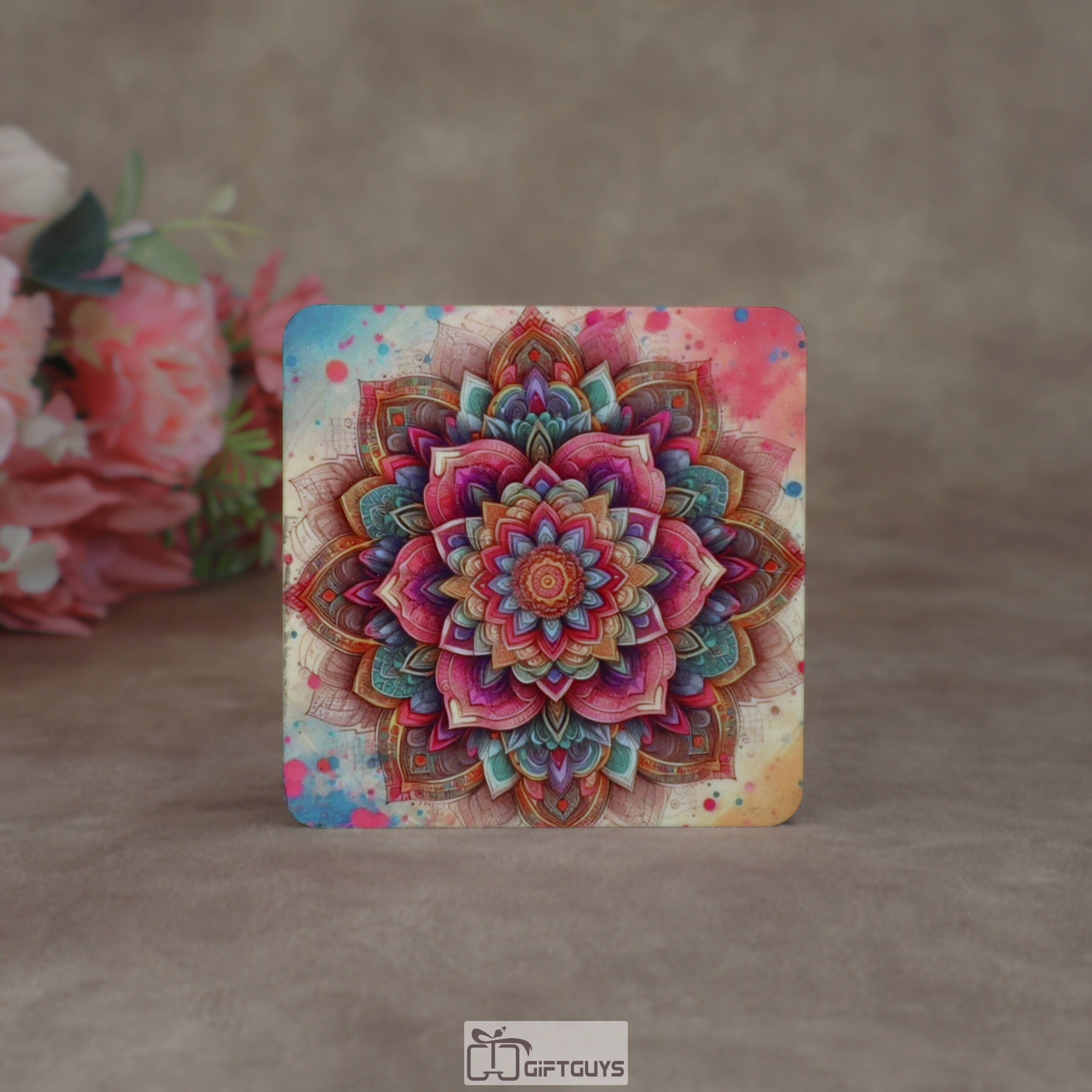 Wooden Printed Puja Chowki | Vibrant Floral Mandala Design Display Pedestal - Image 10