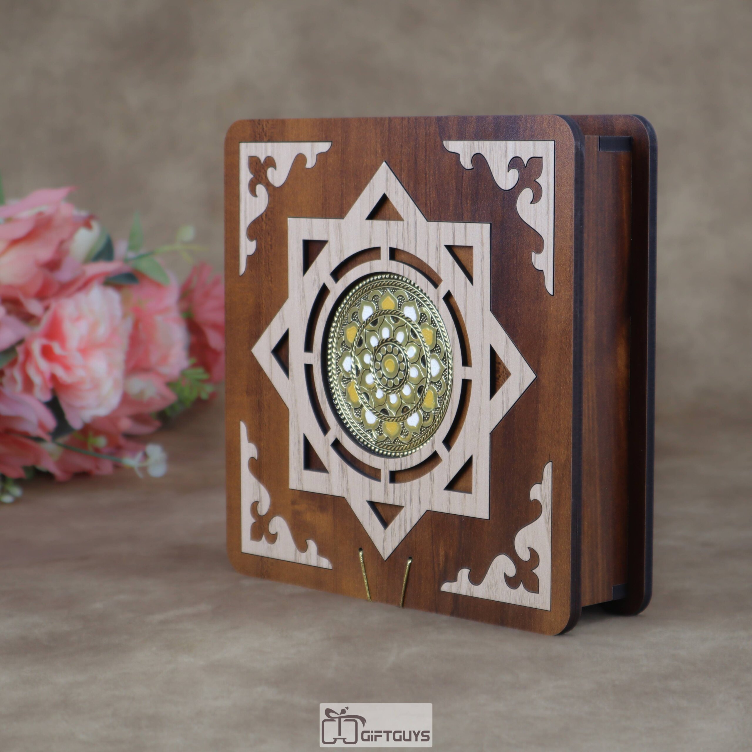 Traditional Wooden Dry Fruit Box with 4 Compartments | Laser-Cut Designer Masala Box & Mukhwas Organizer | Decorative Festive Gifting Box - Image 9