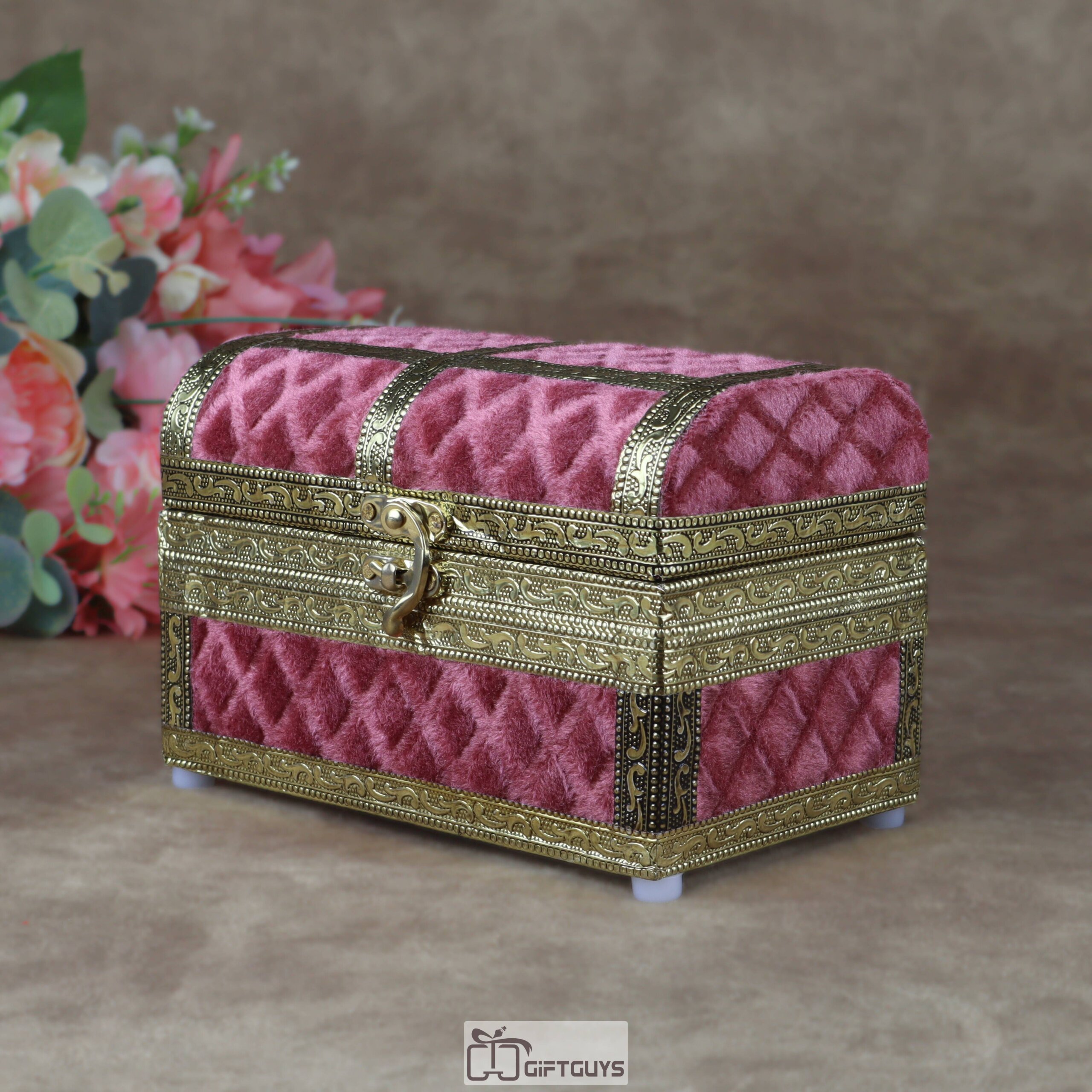 Premium Velvet-Finished Wooden Gift Box with 2 Oxidized Glass Jars – Traditional Dry Fruit & Mouth Freshener Storage Case - Image 3