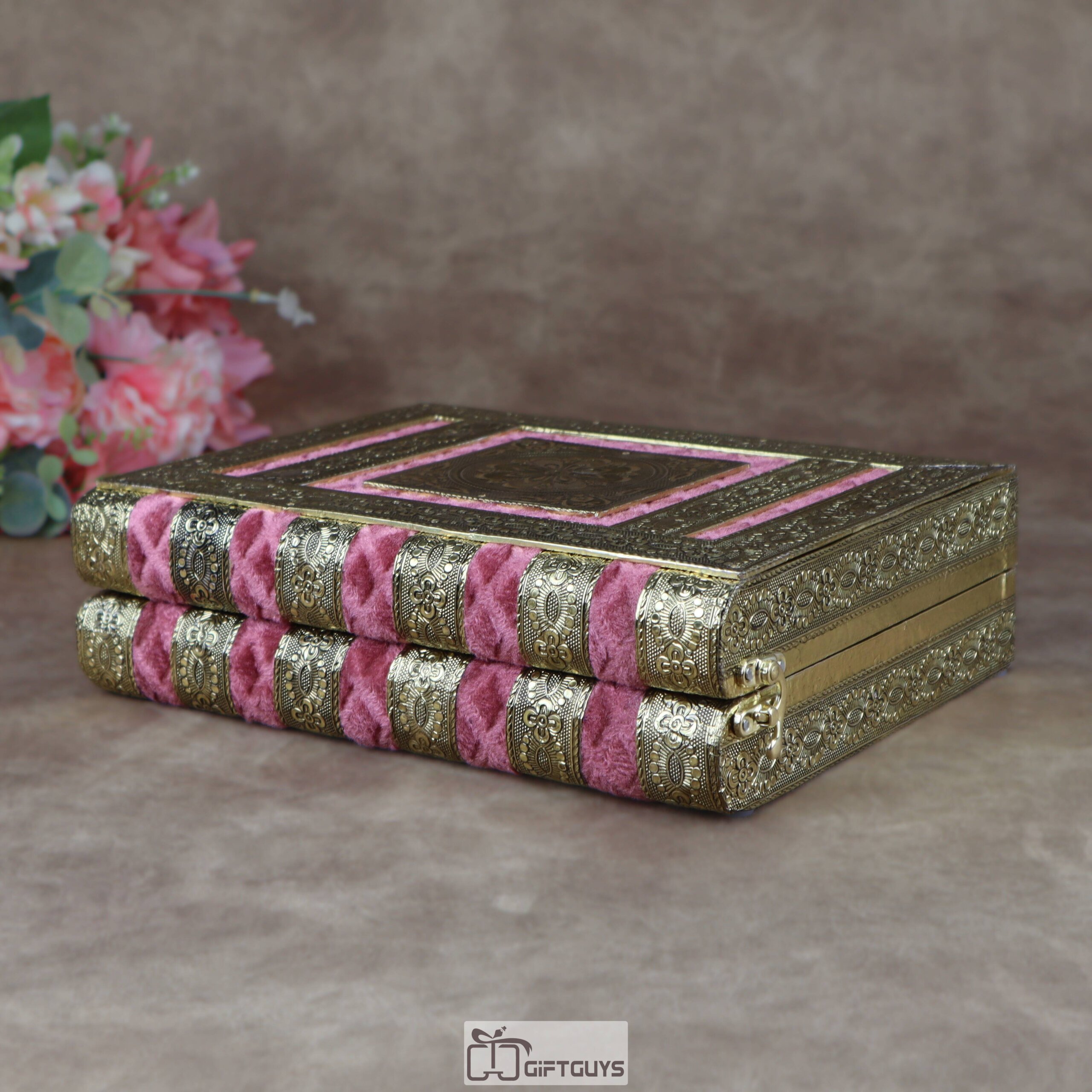 Premium Velvet-Finished Wooden Jewelry Organizer – Multi-Tiered Traditional Vanity Box with Mirror and Bangles Rod - Image 7