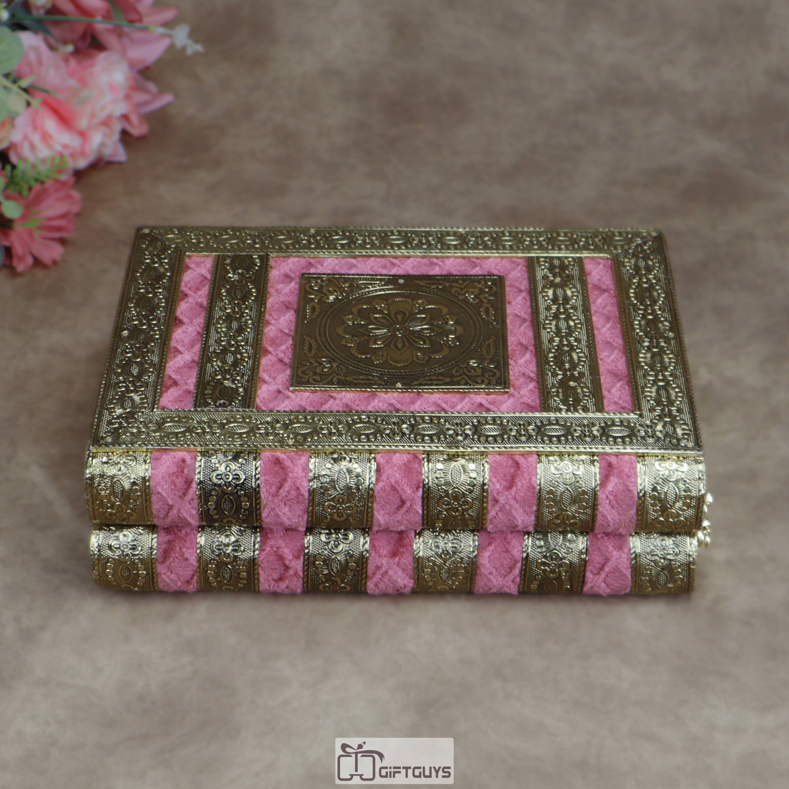 Premium Velvet-Finished Wooden Jewelry Organizer – Multi-Tiered Traditional Vanity Box with Mirror and Bangles Rod - Image 4