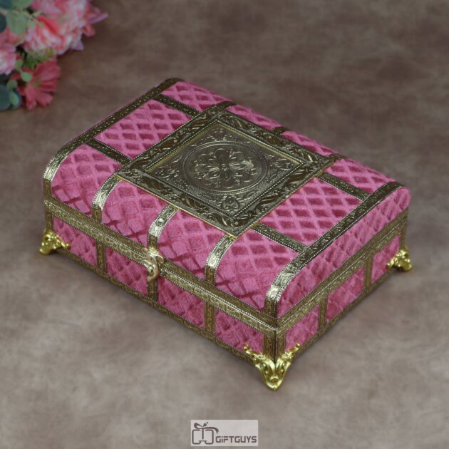 Premium Velvet-Finished Wooden Bangle Box – Traditional Jewelry Organizer with 2 Rods and Integrated Mirror