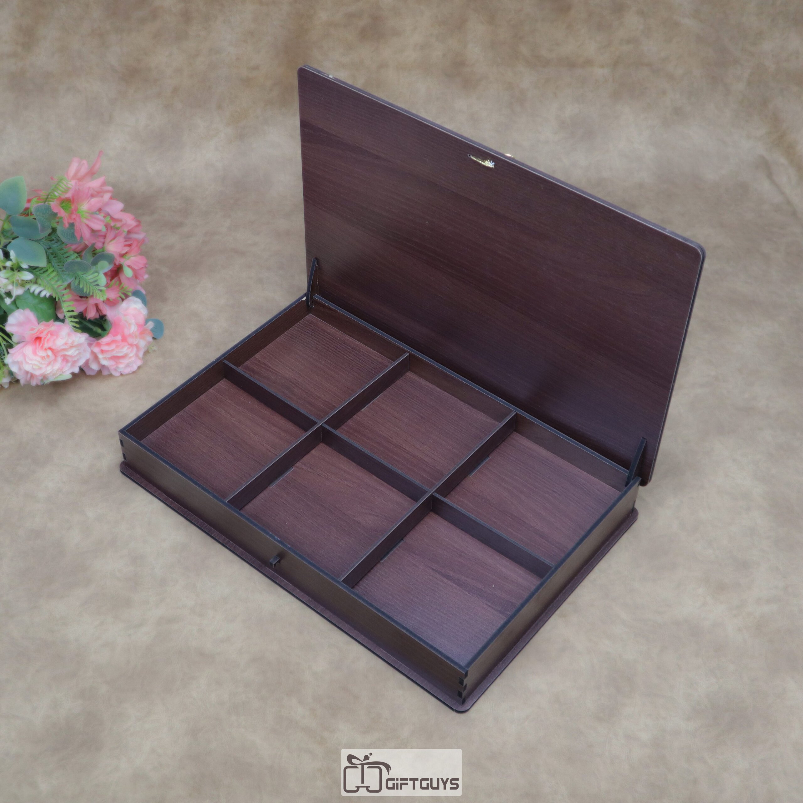 Premium Wooden Meenakari 6-Compartment Dry Fruit Gift Box - Image 2