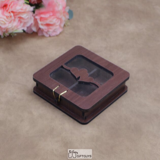Premium Wooden 4-Compartment Chocolate & Sweet Gift Box