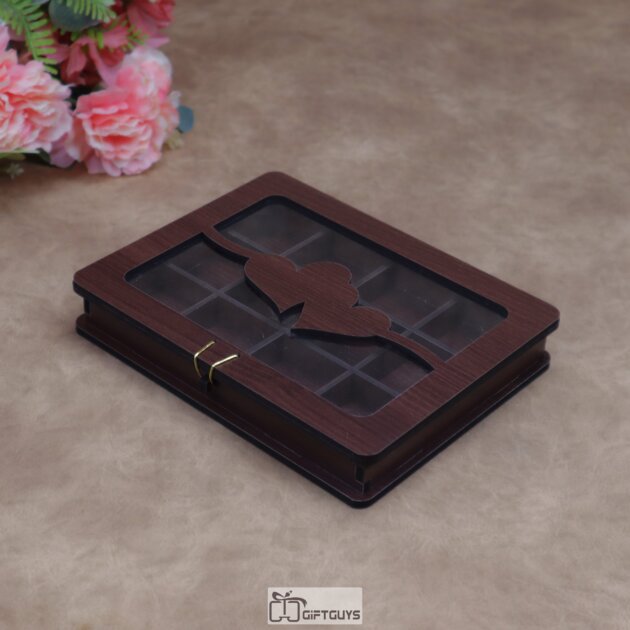 Premium Wooden 12-Compartment Chocolate & Sweet Gift Box