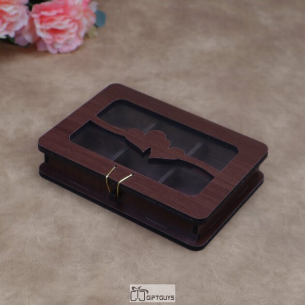 Premium Wooden 6-Compartment Chocolate & Sweet Gift Box