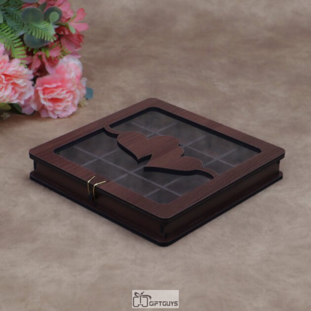 Premium Wooden 16-Compartment Chocolate & Sweet Gift Box