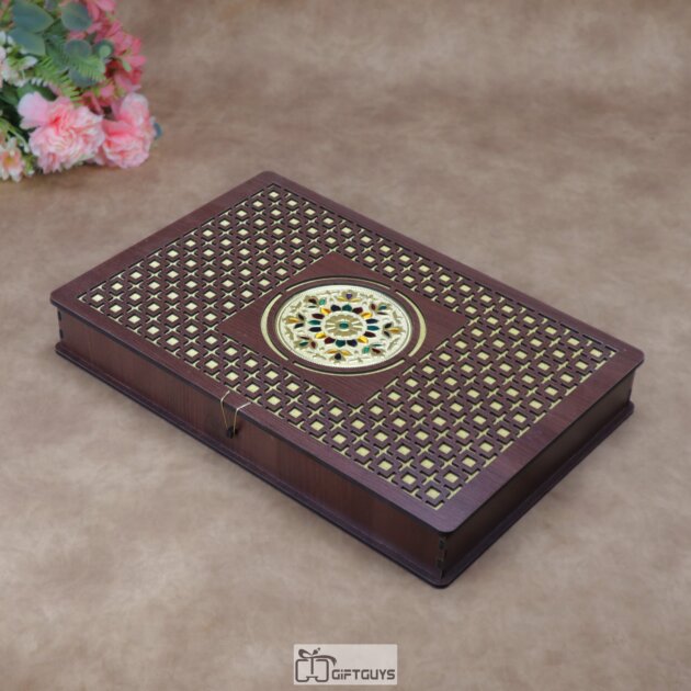Premium Wooden Meenakari 6-Compartment Dry Fruit Gift Box