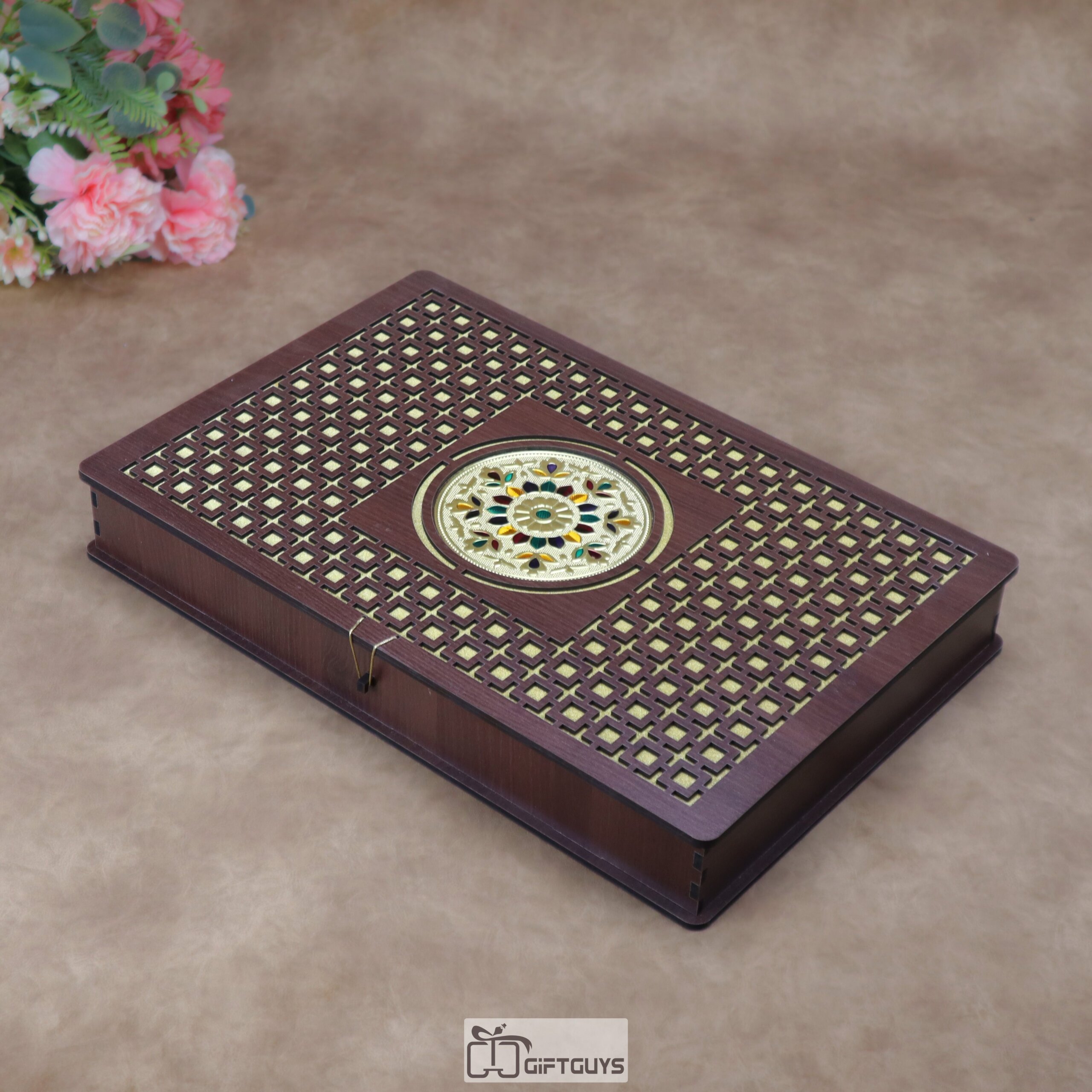 Premium Wooden Meenakari 6-Compartment Dry Fruit Gift Box