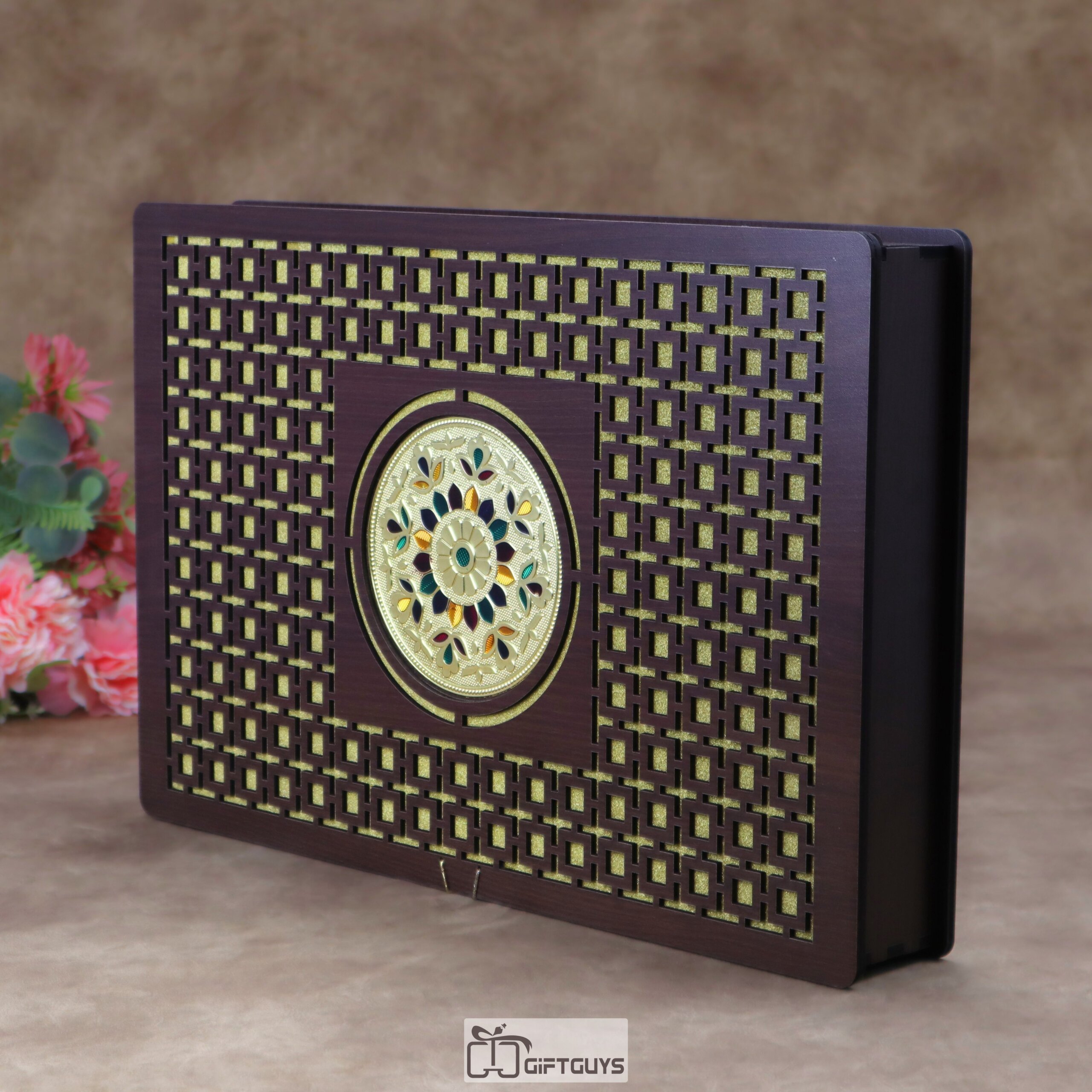 Premium Wooden Meenakari 6-Compartment Dry Fruit Gift Box - Image 3